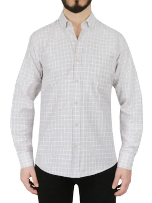 Beige Windowpane Checkered Dress Shirt