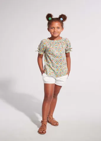 Bisby Girls Denim Shorts Ivory Denim