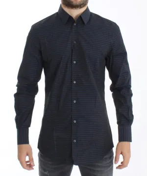 Black Checkered Slim Fit GOLD Casual Shirt