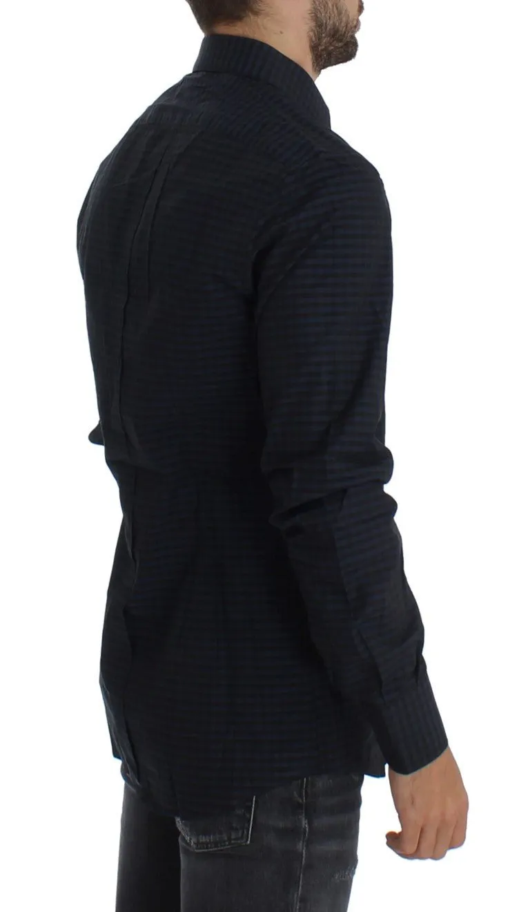 Black Checkered Slim Fit GOLD Casual Shirt