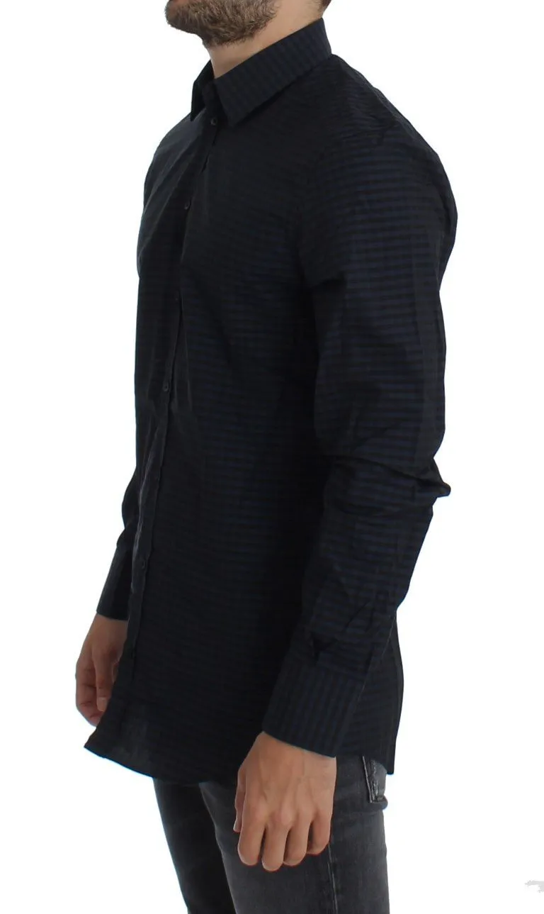 Black Checkered Slim Fit GOLD Casual Shirt