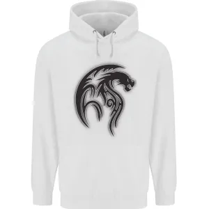 Black Tribal Tattoo Style Dragon Mens 80% Cotton Hoodie
