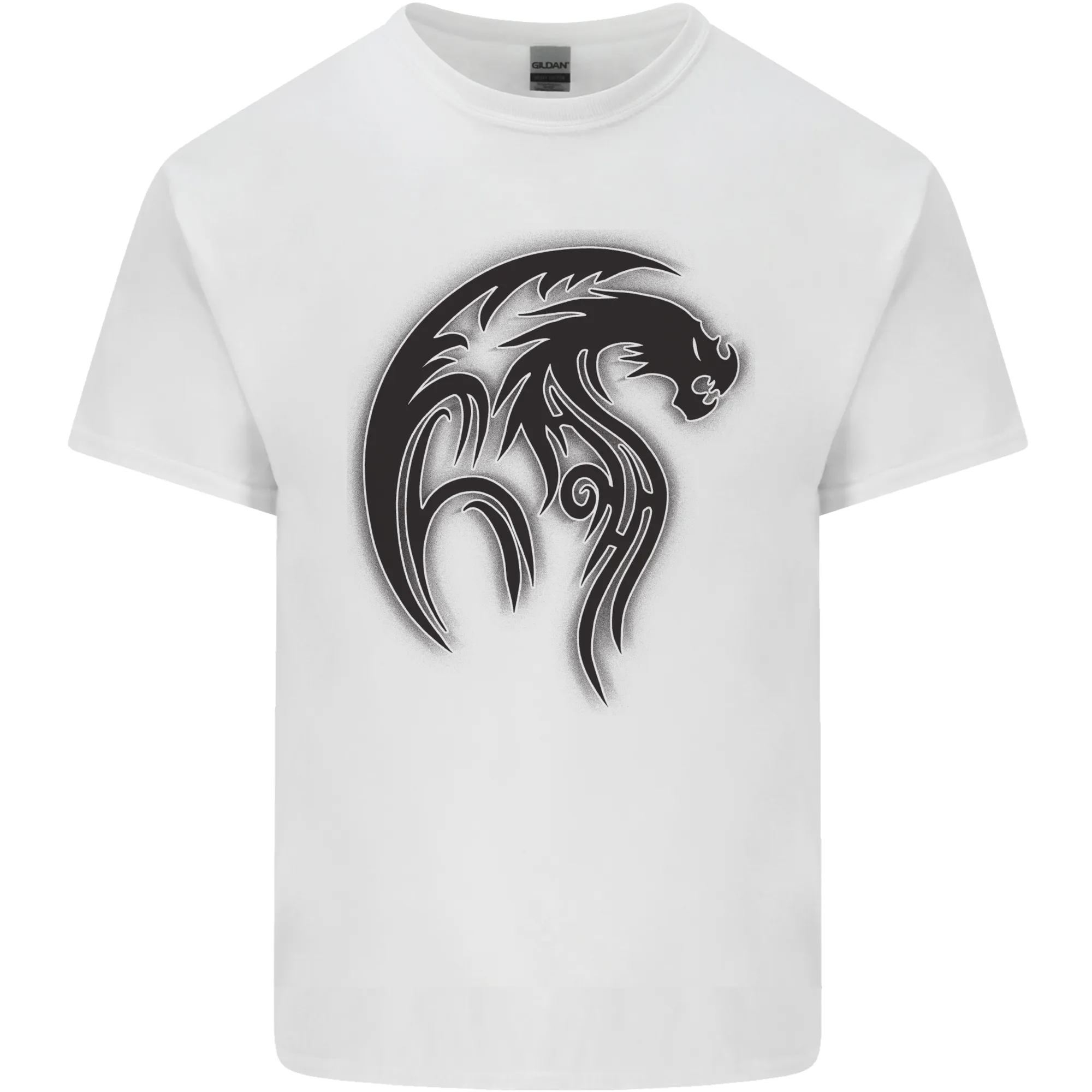 Black Tribal Tattoo Style Dragon Mens Light Cotton T-Shirt