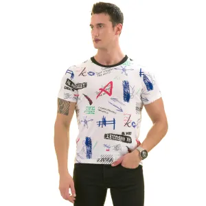 Black White Printed European Made Premium Quality T-Shirt - Crew Neck Short Sleeve T-Shirts