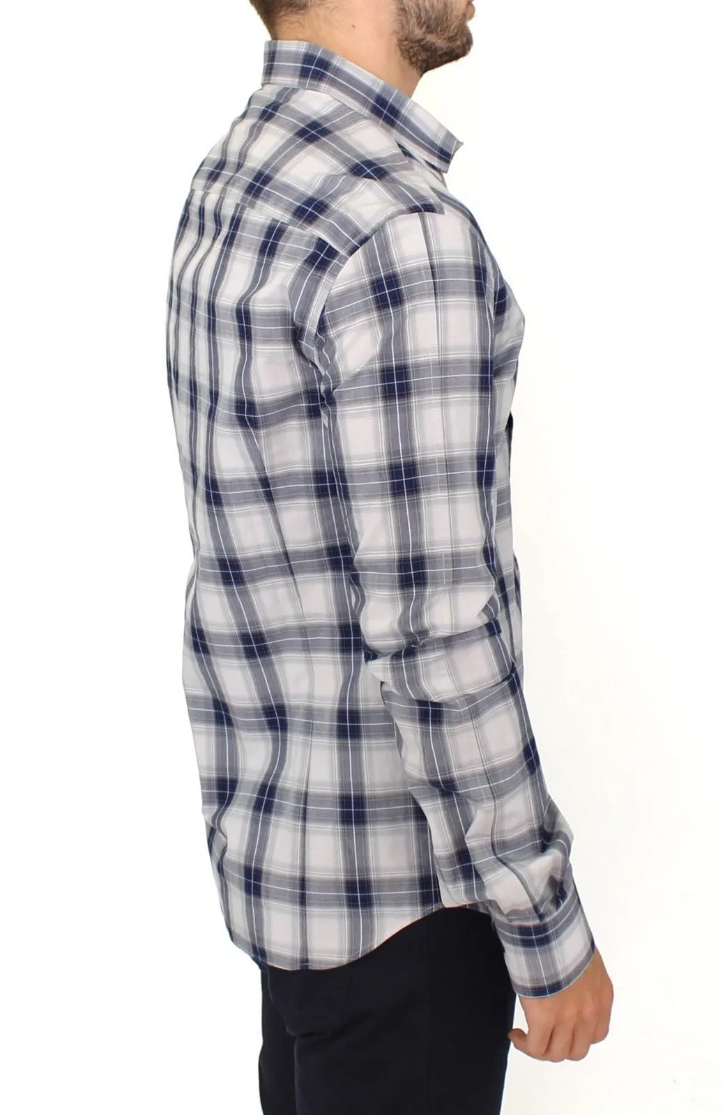Blue Checkered Cotton Casual Shirt Top