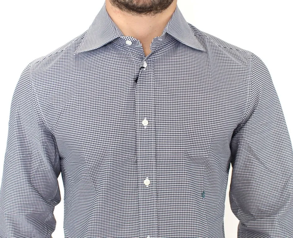 Blue checkered cotton shirt