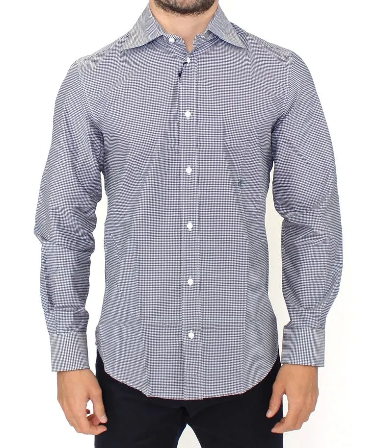 Blue checkered cotton shirt