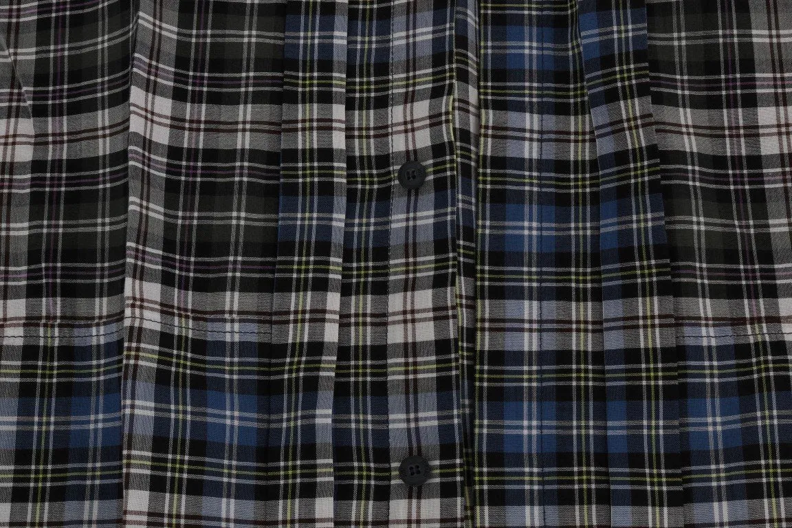 Blue Checkered Cotton Slim Fit Casual Shirt