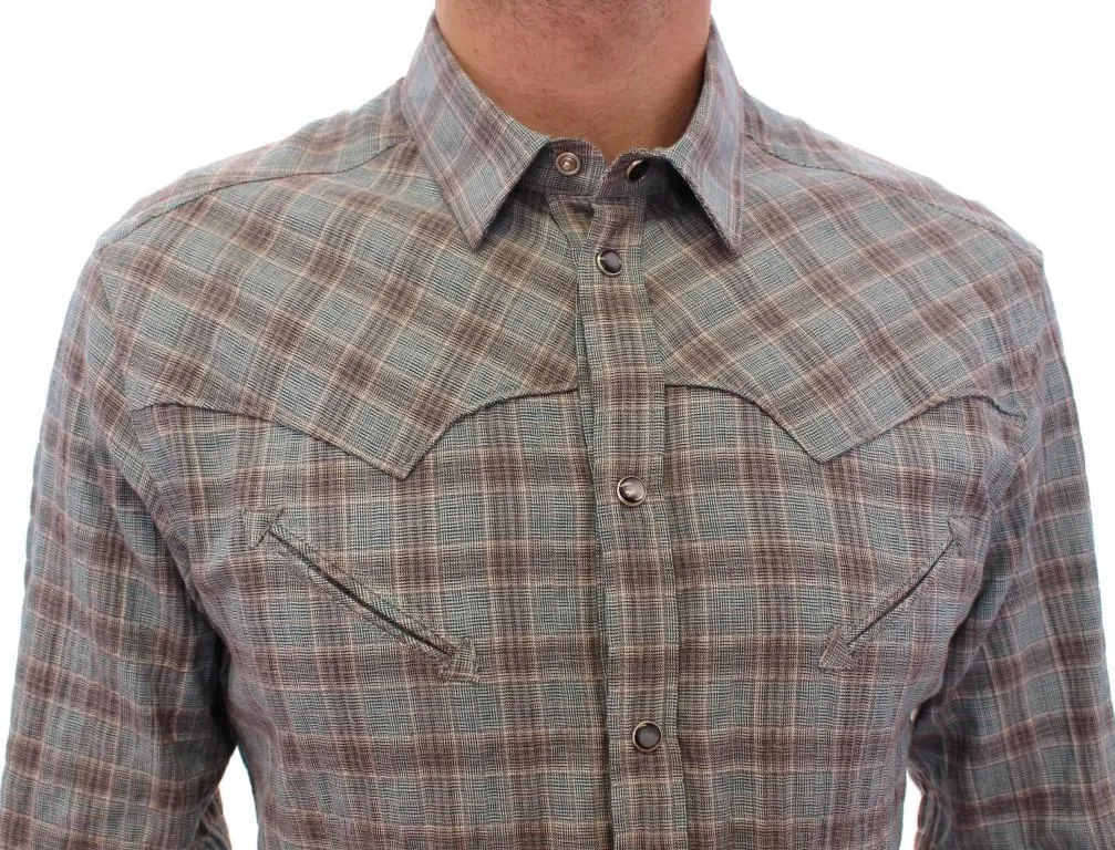 Blue Checkered SICILIA Regular Casual Shirt