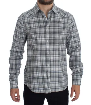 Blue Checkered Slim Fit Cotton Shirt