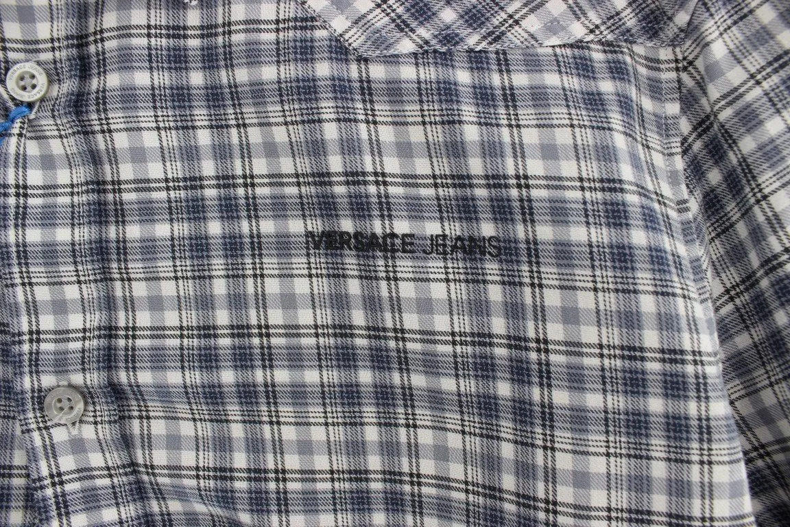 Blue Checkered Slim Fit Cotton Shirt