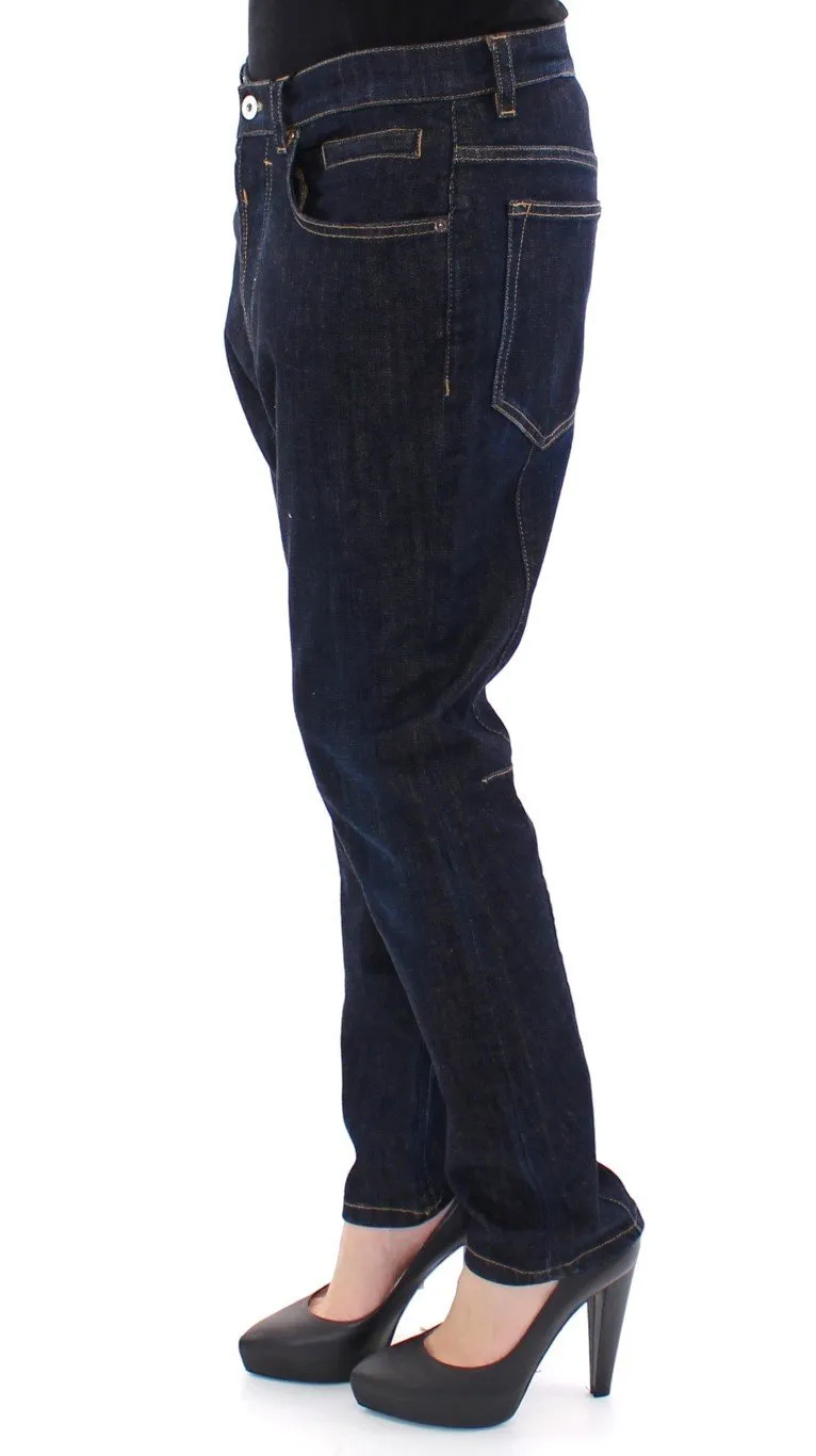 Blue Cotton Logo Baggy Fit Jeans Pants