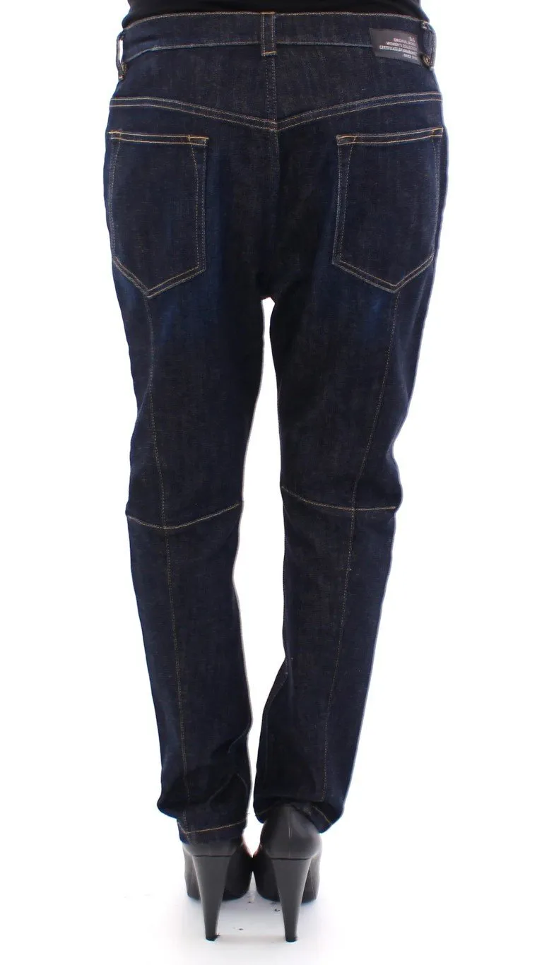 Blue Cotton Logo Baggy Fit Jeans Pants