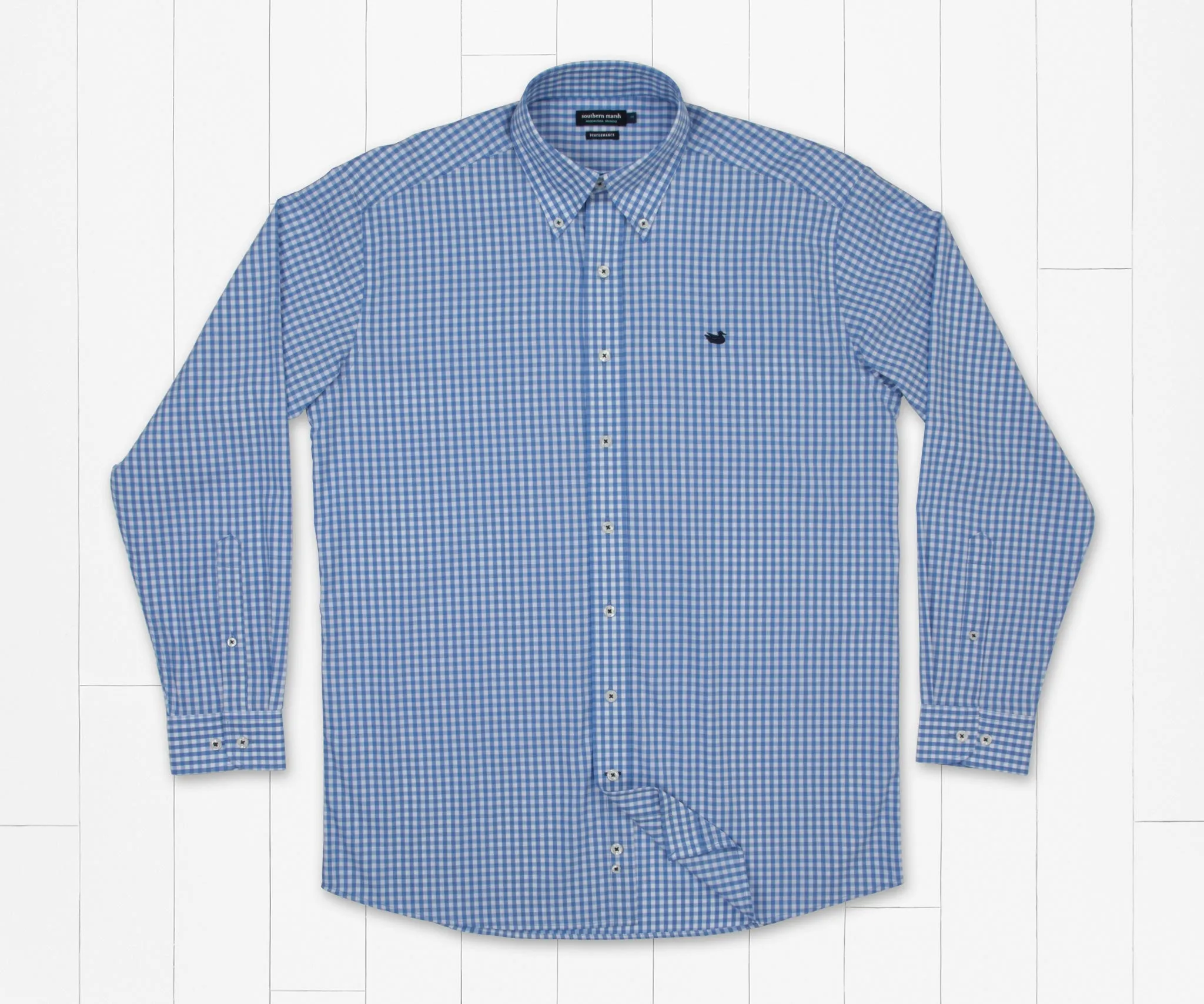 Brentwood Gingham Performance Dress Shirt- Royal Blue