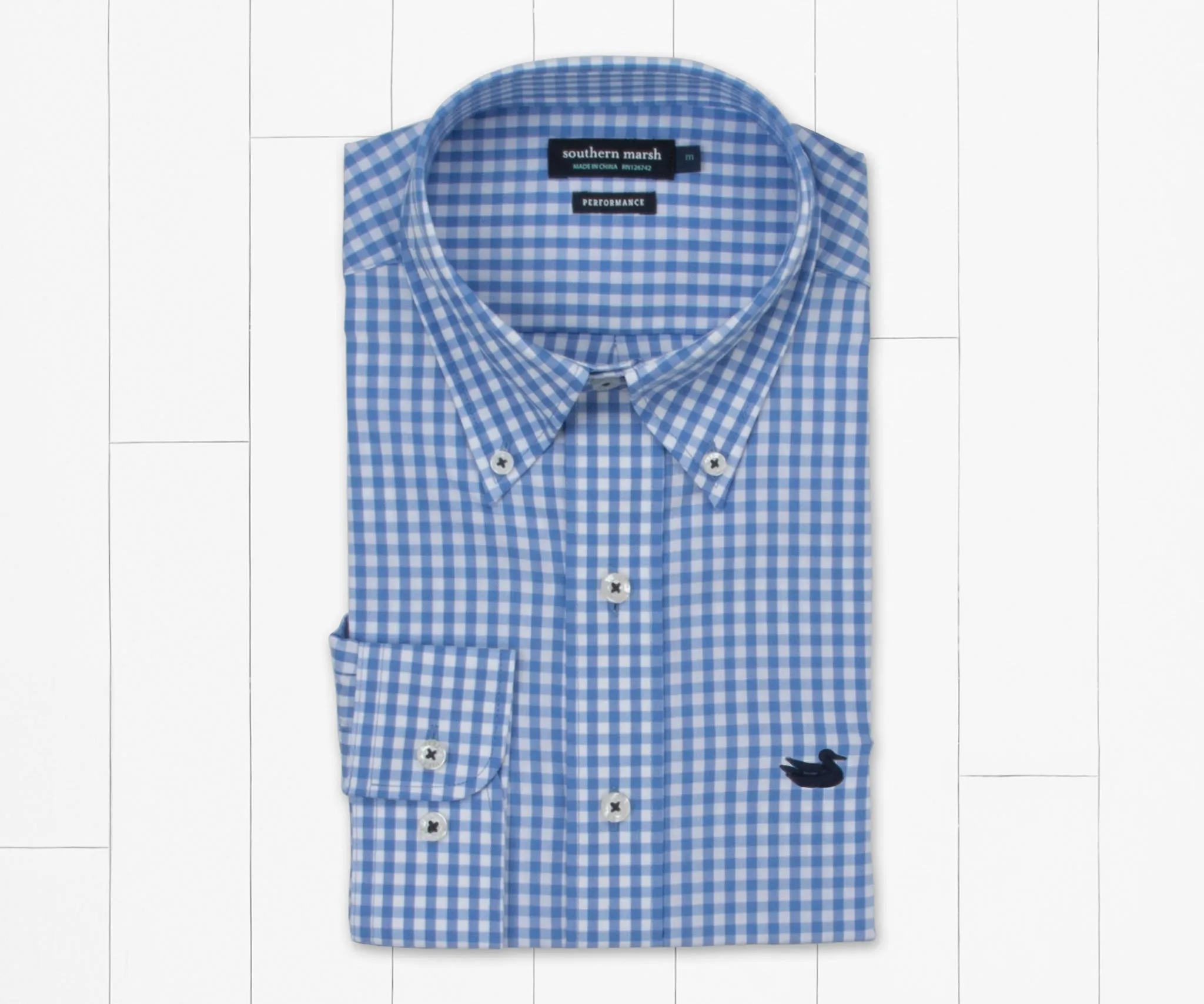 Brentwood Gingham Performance Dress Shirt- Royal Blue