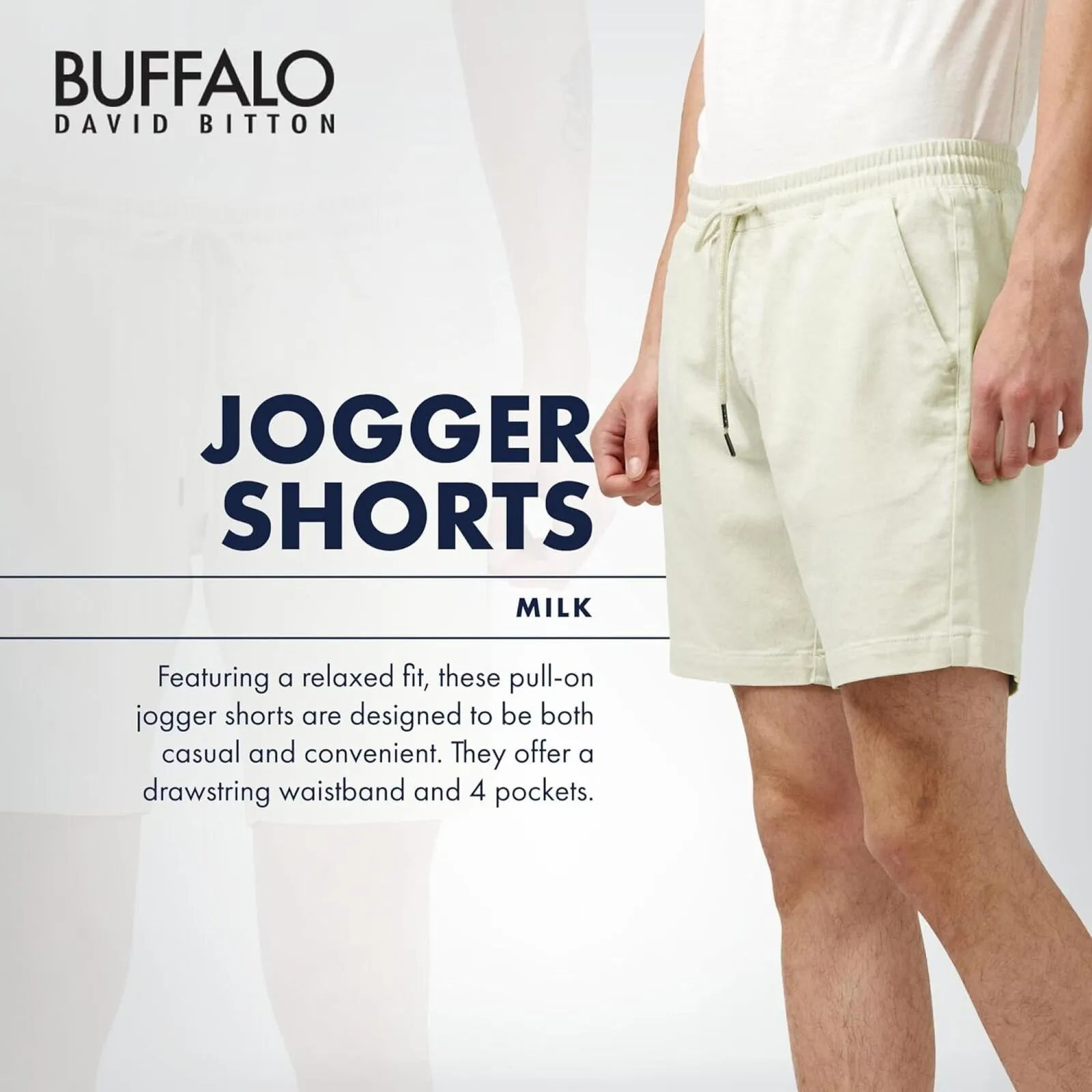 Buffalo David Bitton Men's Higgers Cotton Twill Blend Shorts Milk Off White 40