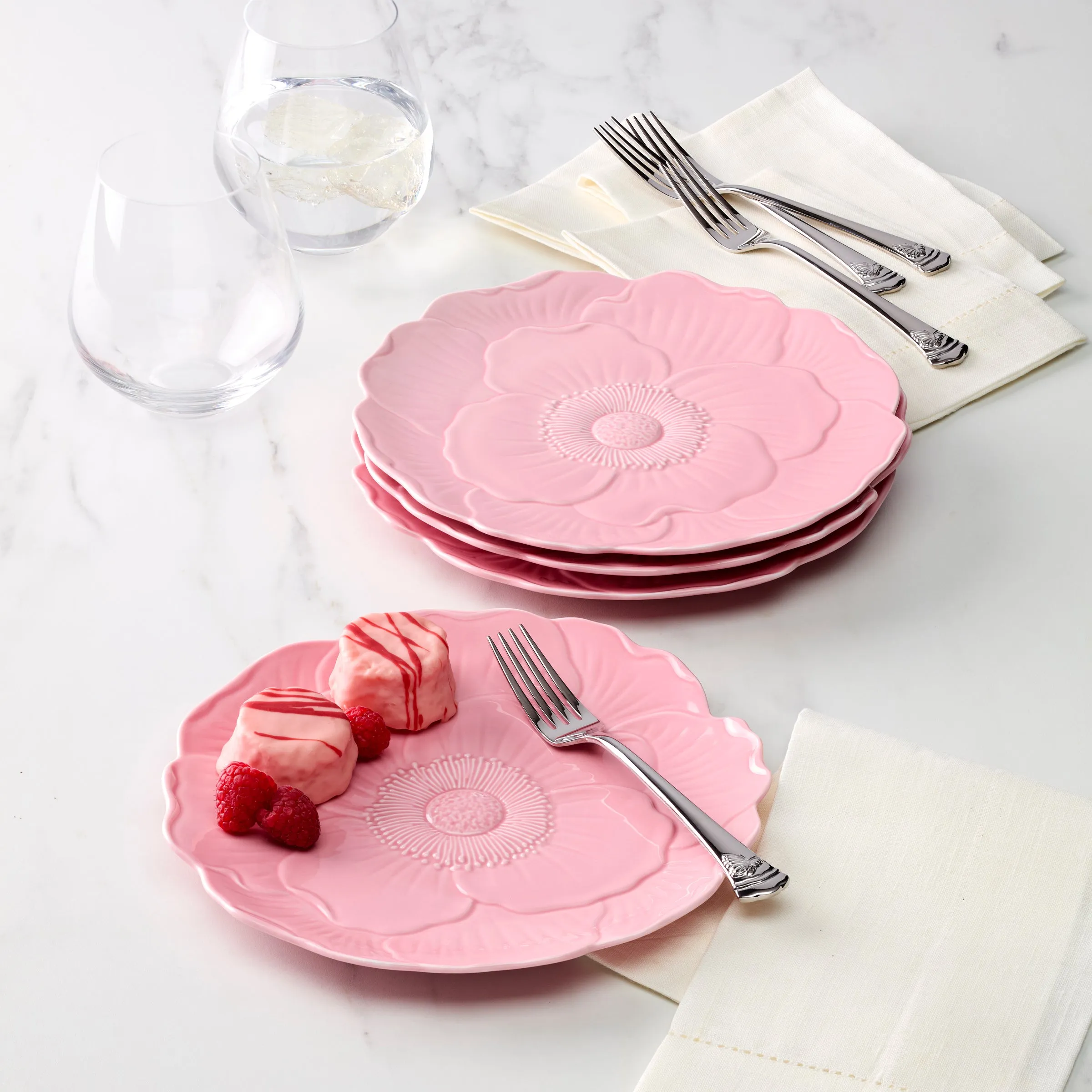 Butterfly Meadow Floral S/4 Accent Plates - Pink