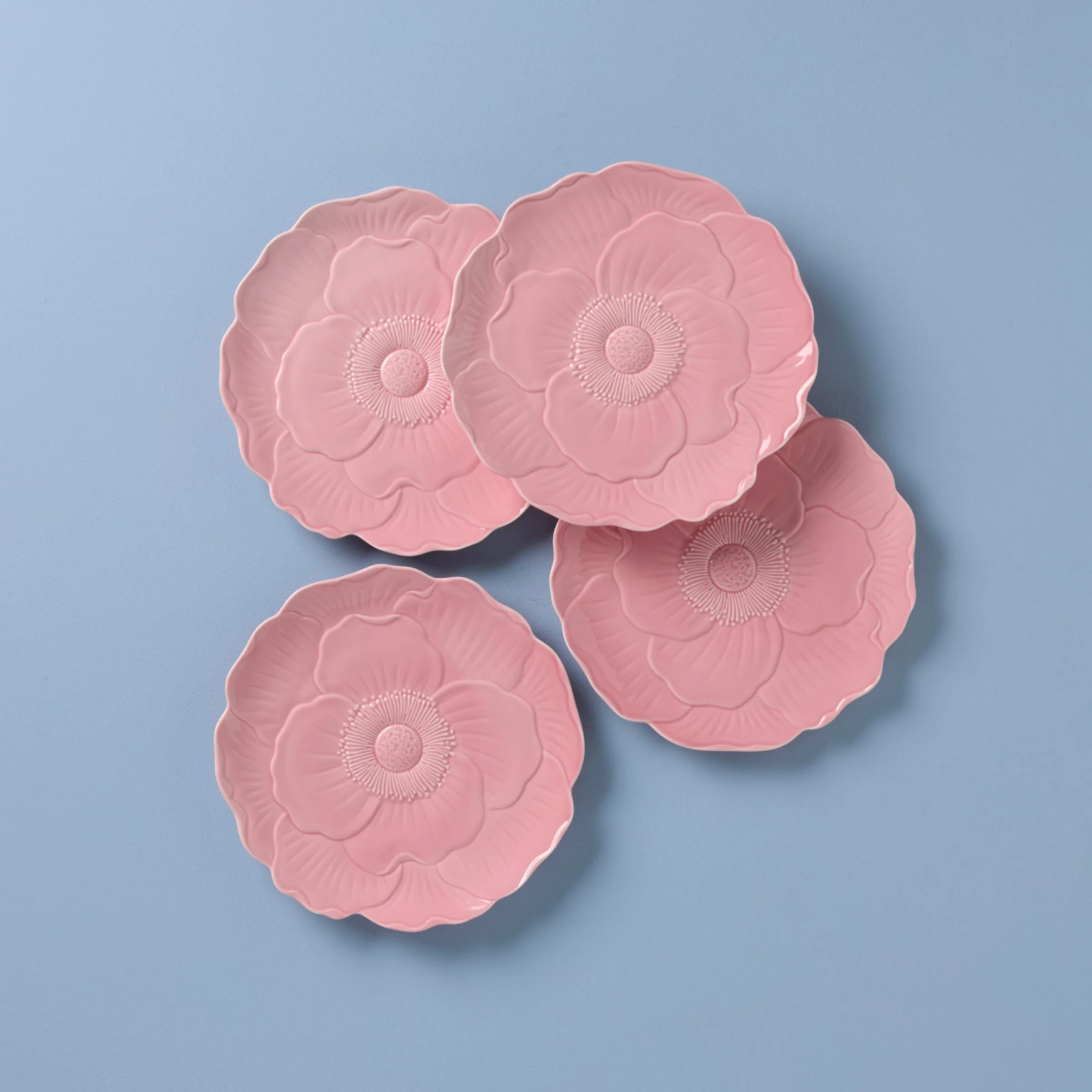 Butterfly Meadow Floral S/4 Accent Plates - Pink