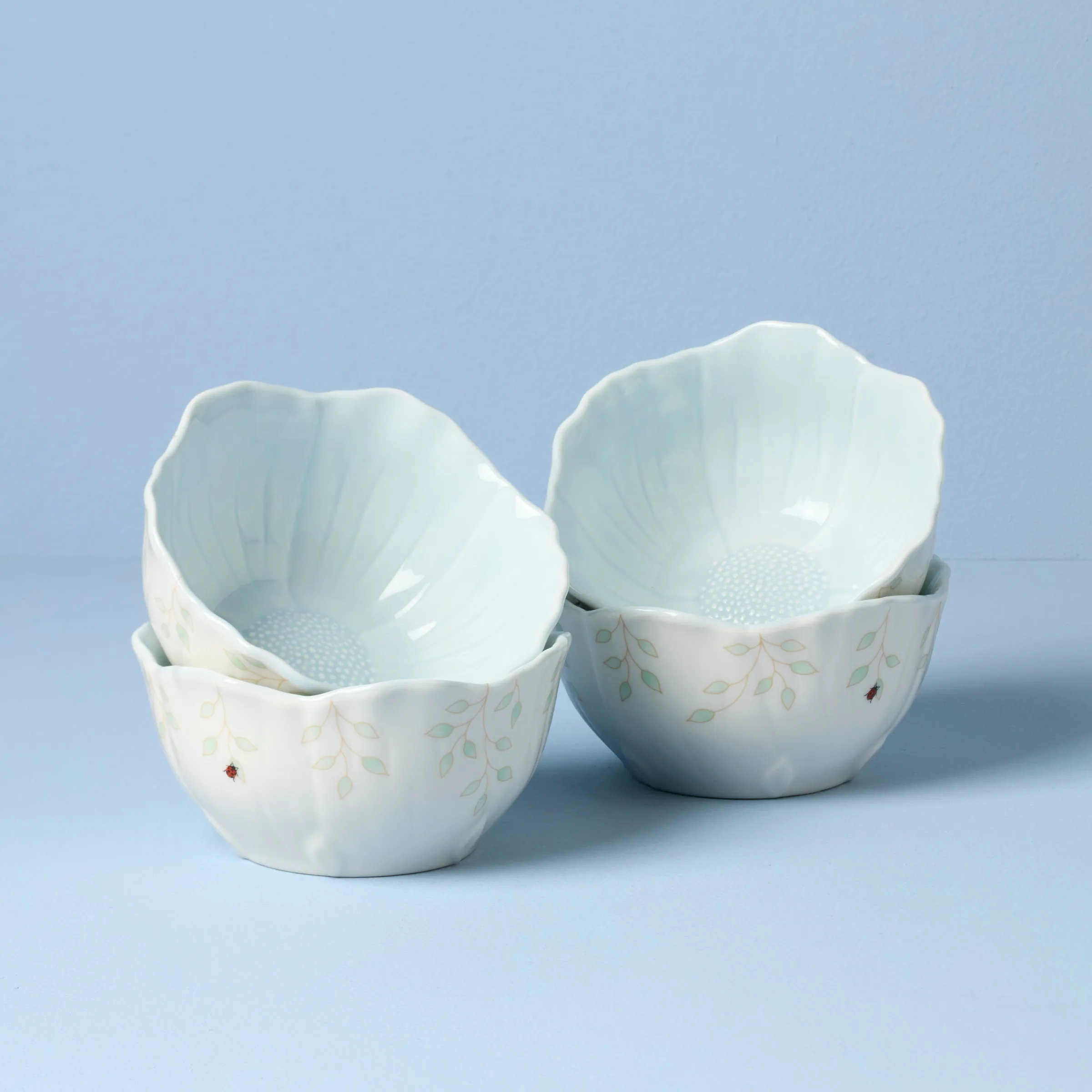 Butterfly Meadow Floral S/4 Dessert Bowls - Blue