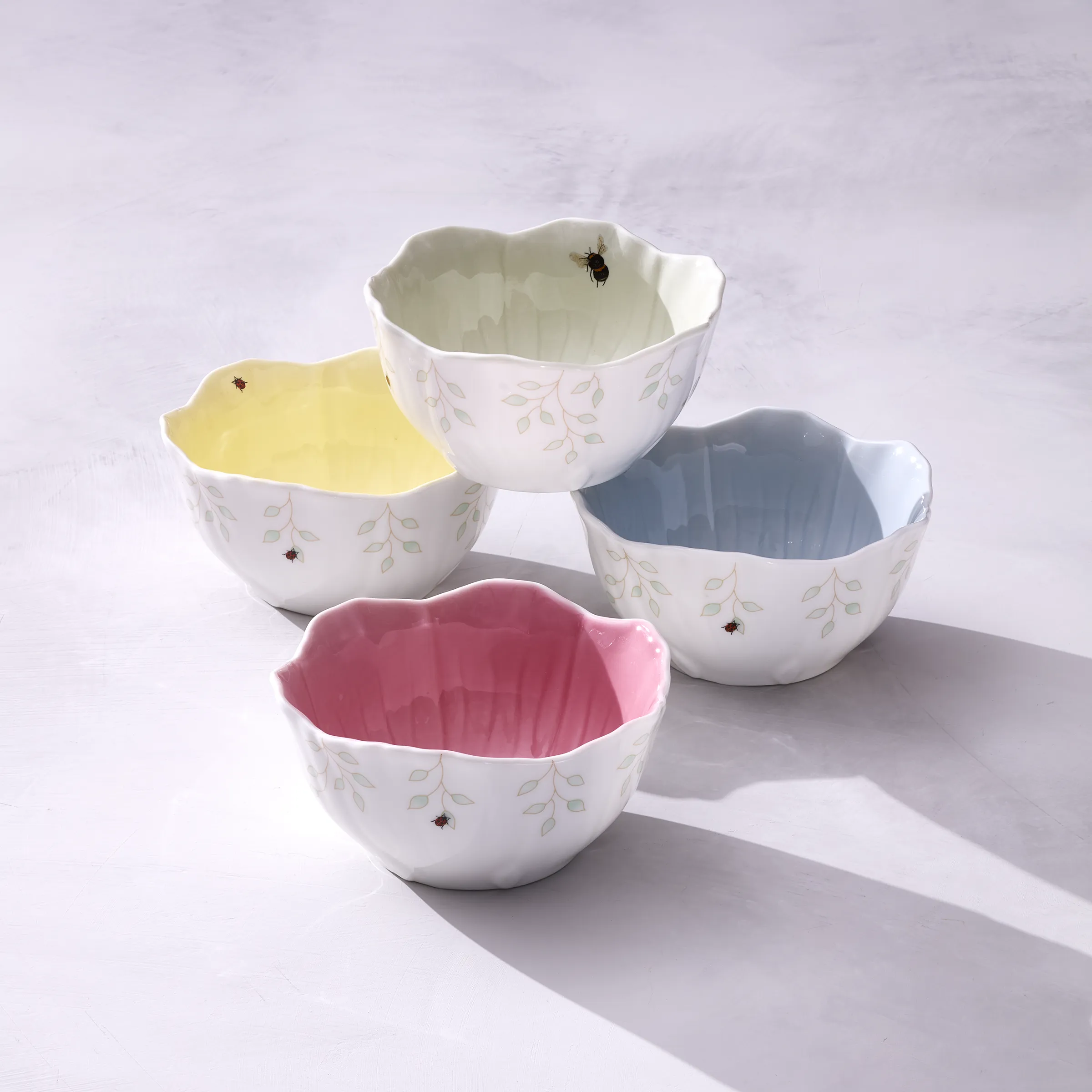 Butterfly Meadow Floral S/4 Dessert Bowls - Blue