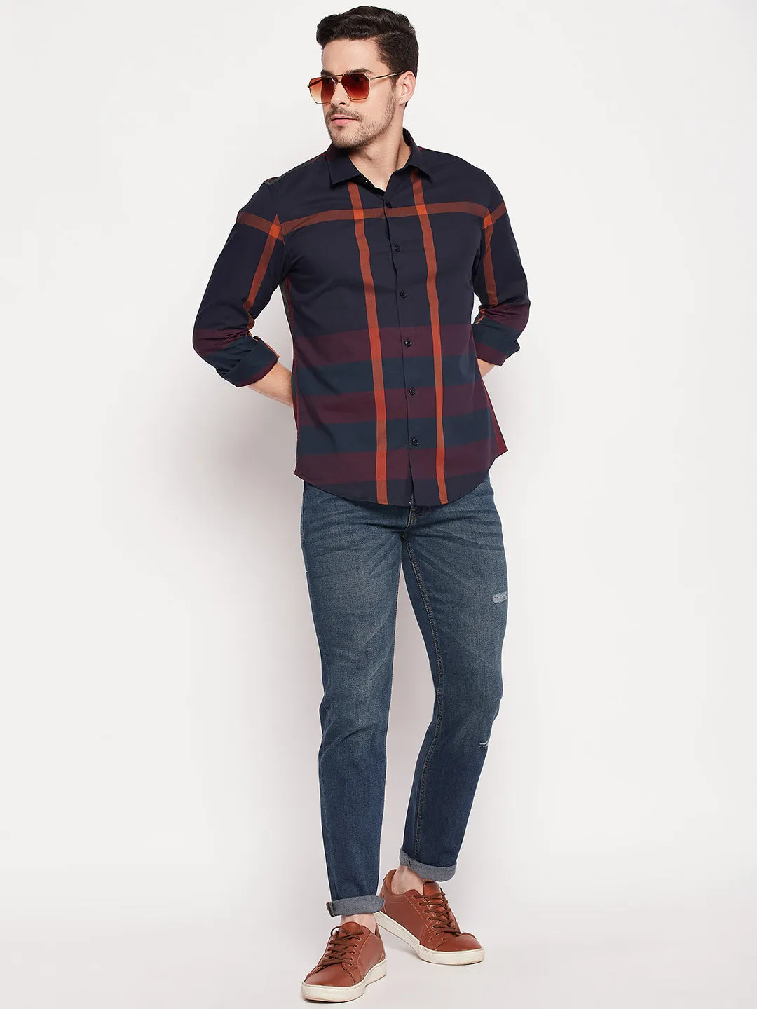 Camla Barcelona Dark Blue Regular Fit Jeans For Men