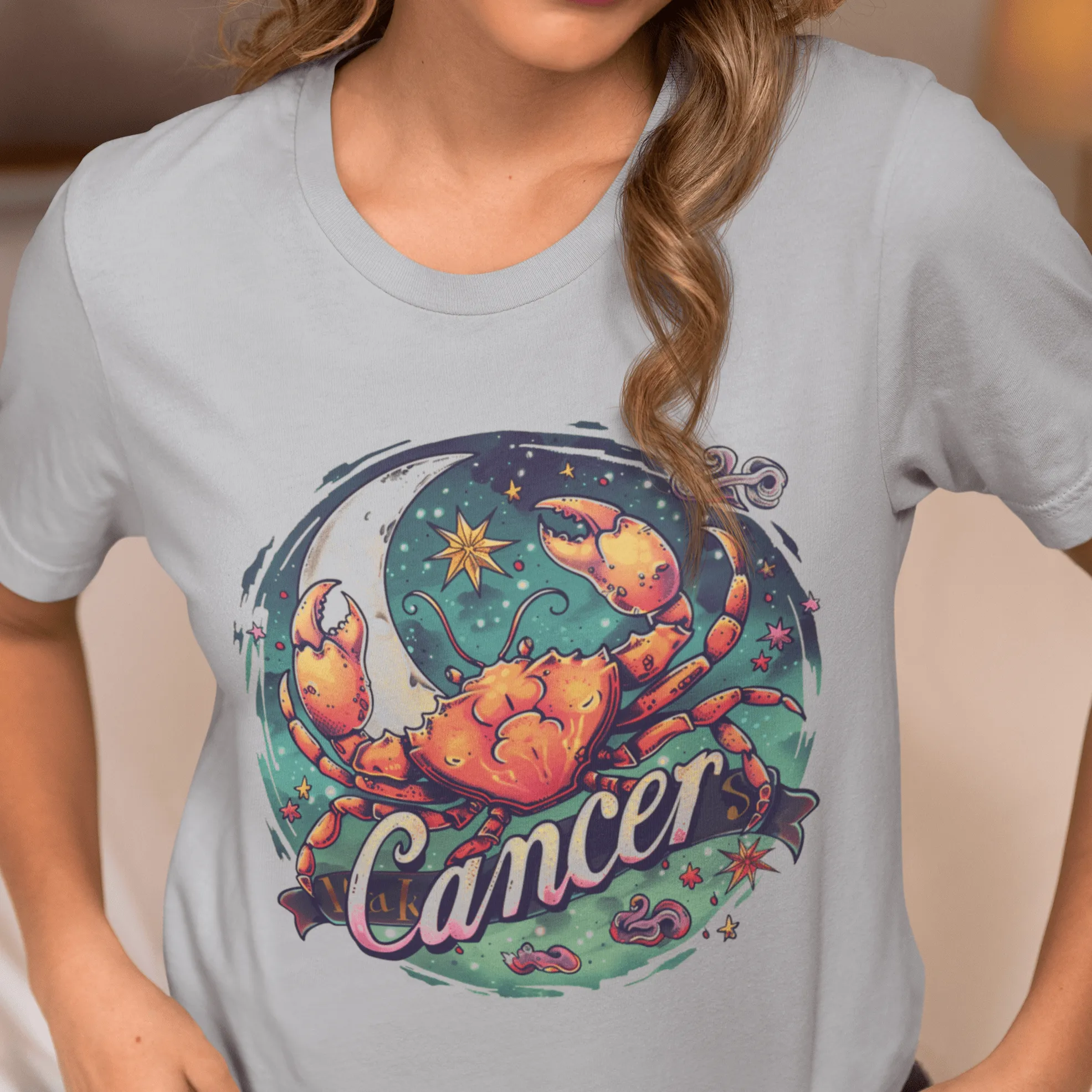 Cancer Zodiac Tattoo Art T-Shirt: Cosmic Crustacean Vibrance