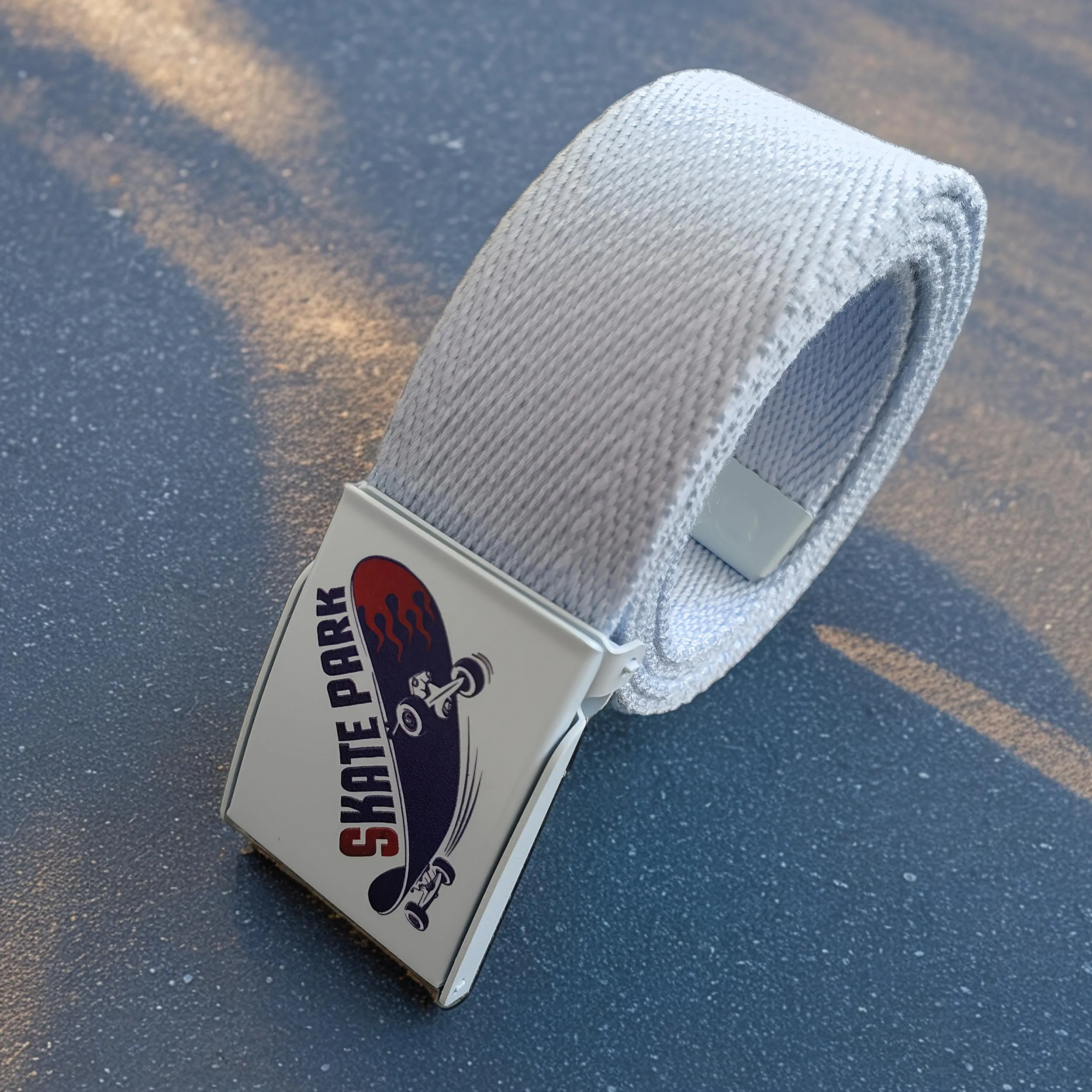Canvas Men's Belt w/ Skate Park Buckle - Sporty & Durable