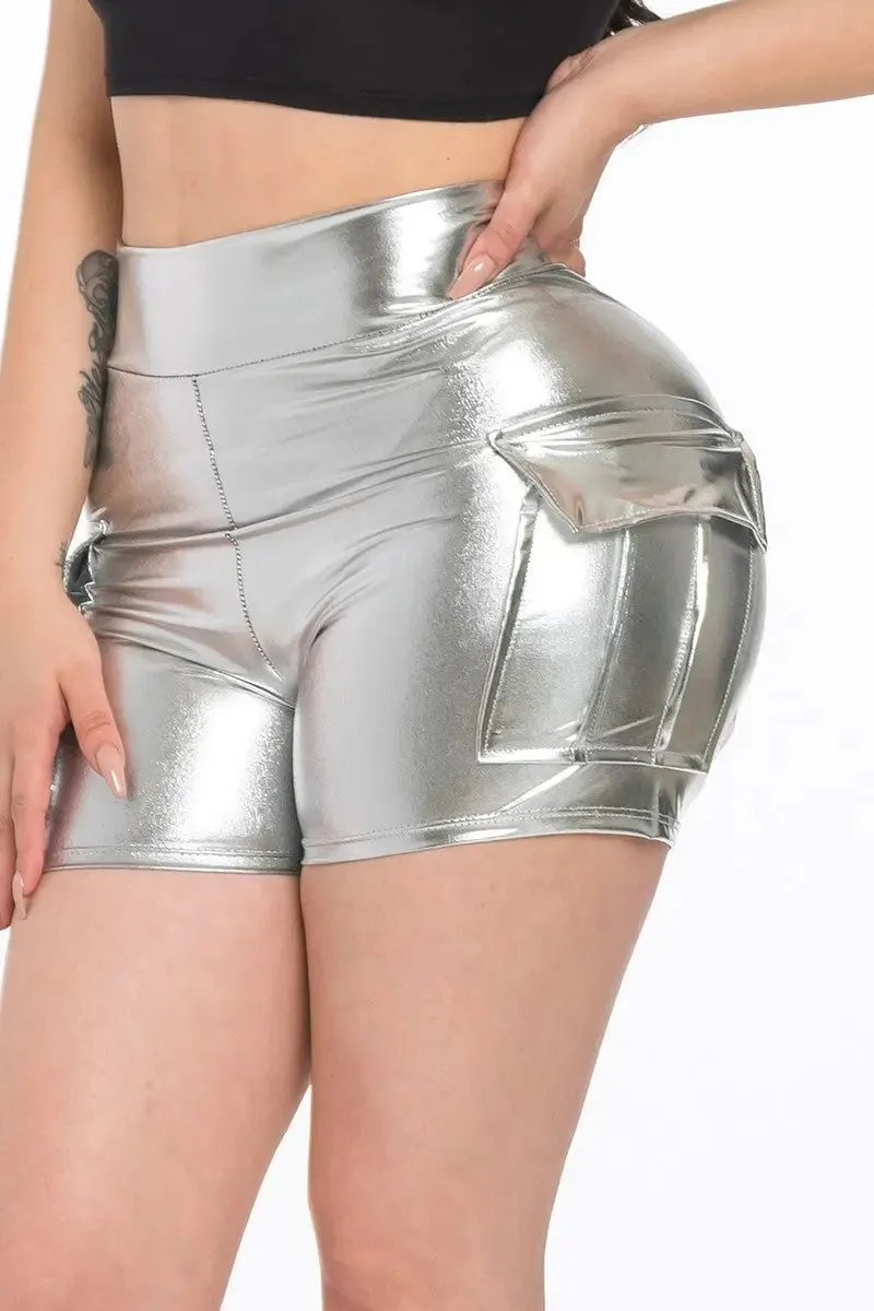 Cargo PU Leather Short
