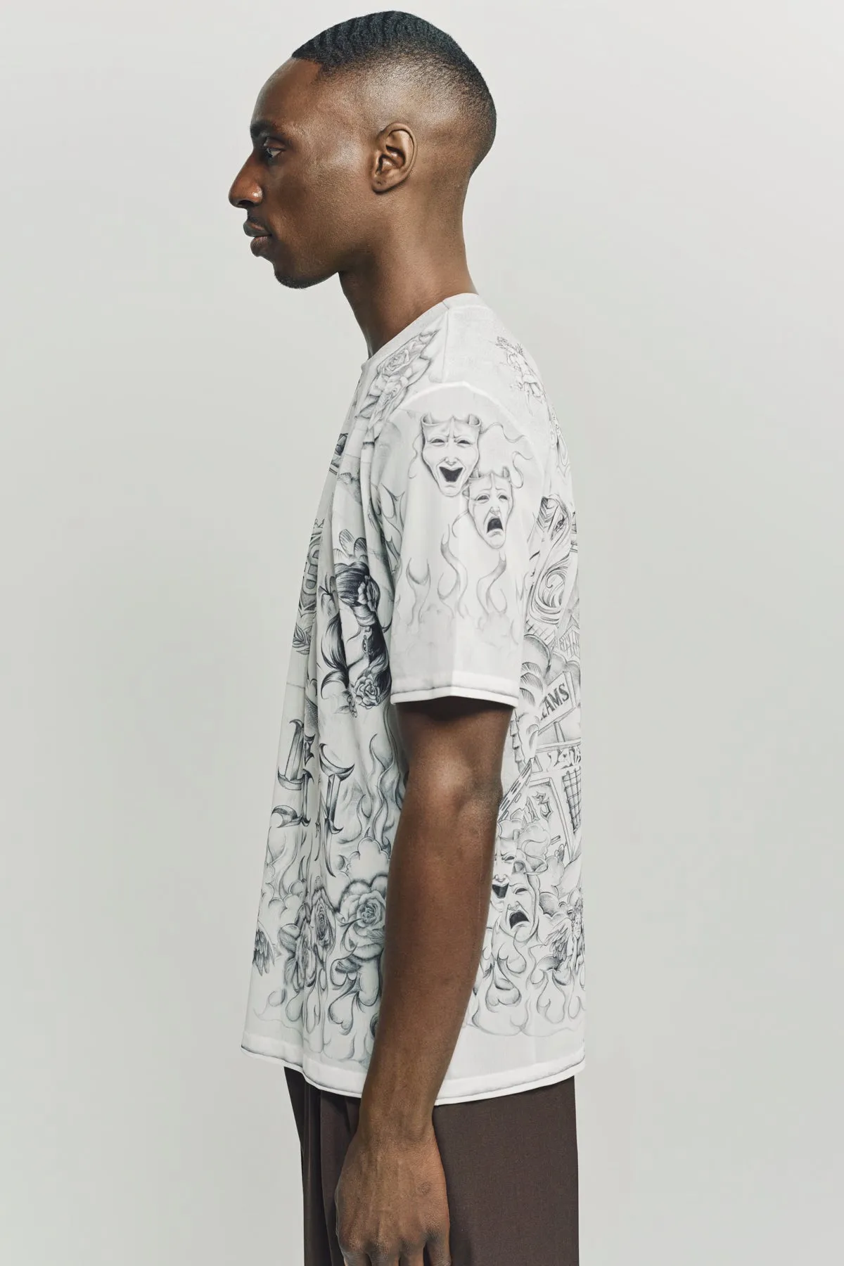 CASABLANCA | TATTOO MESH LONG SLEEVE TOP