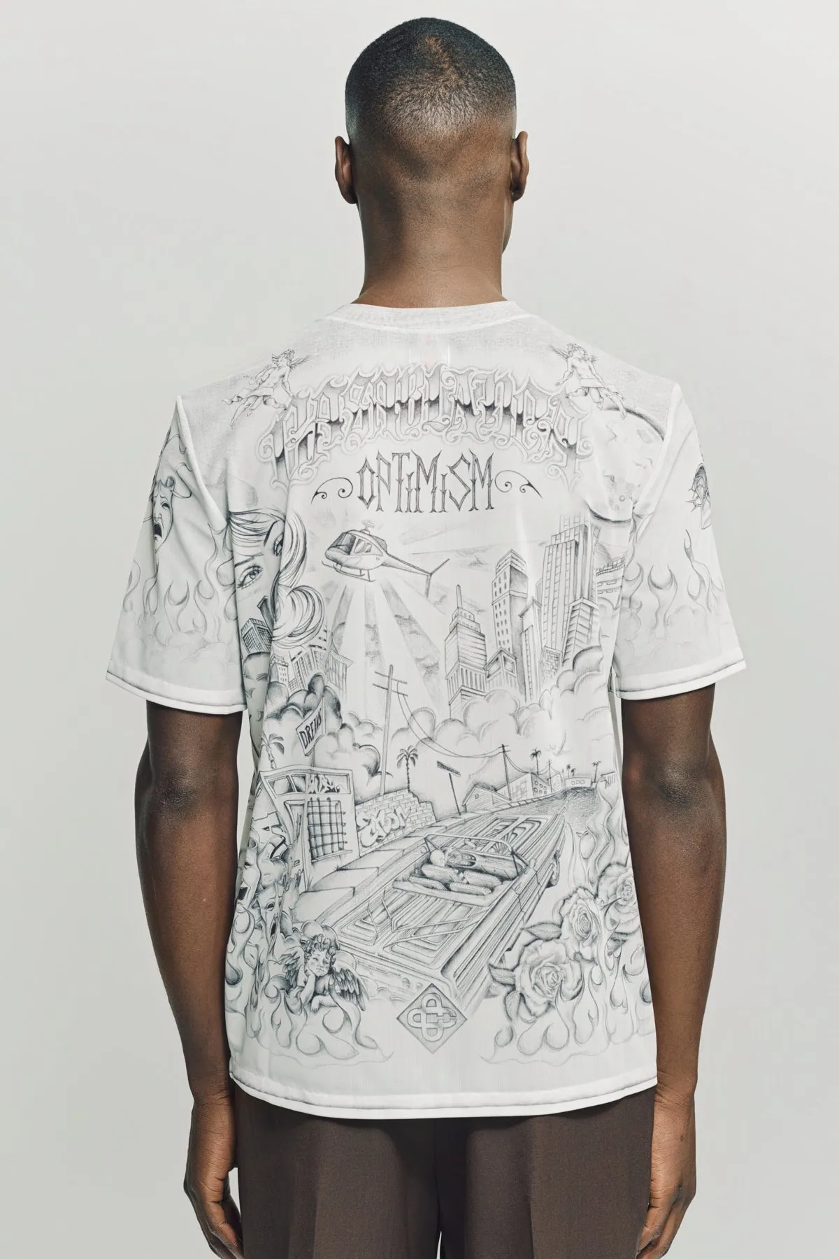 CASABLANCA | TATTOO MESH LONG SLEEVE TOP