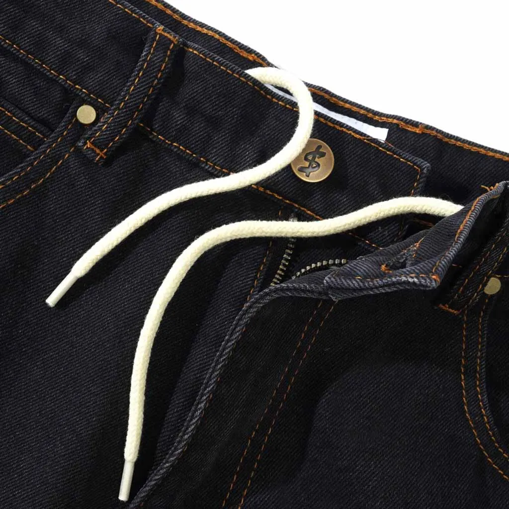 CASH ONLY LOGO BAGGY DENIM JEANS - WASHED BLACK