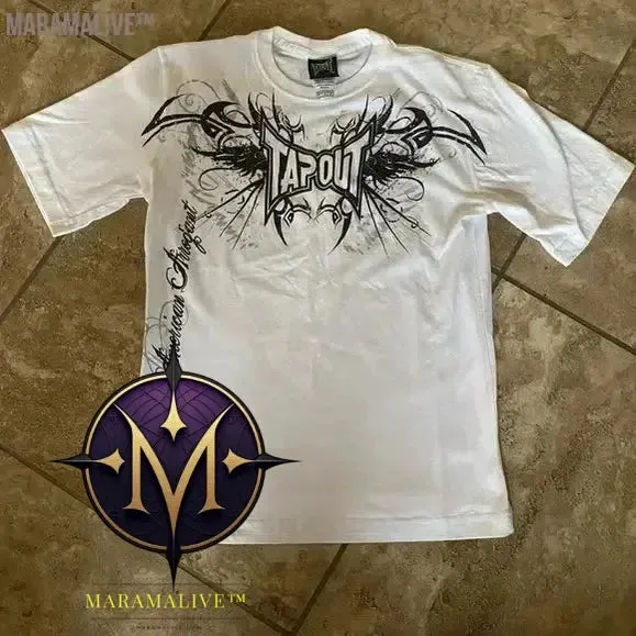 Casual Y2K Hip-Hop Gothic Print T-shirt for Men and Women Short-Sleeved Streetwear Fashionable Retro Top
