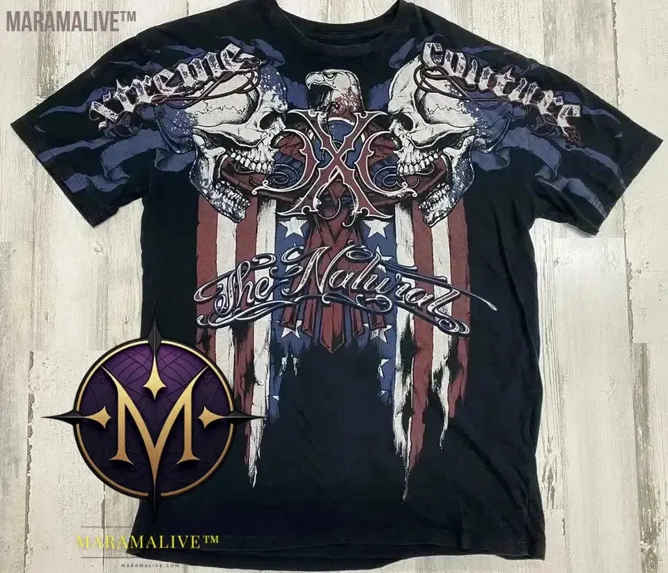 Casual Y2K Hip-Hop Gothic Print T-shirt for Men and Women Short-Sleeved Streetwear Fashionable Retro Top
