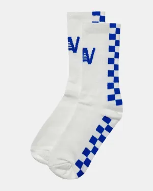 CHECKERED SOCK IN WHITE/OCEAN