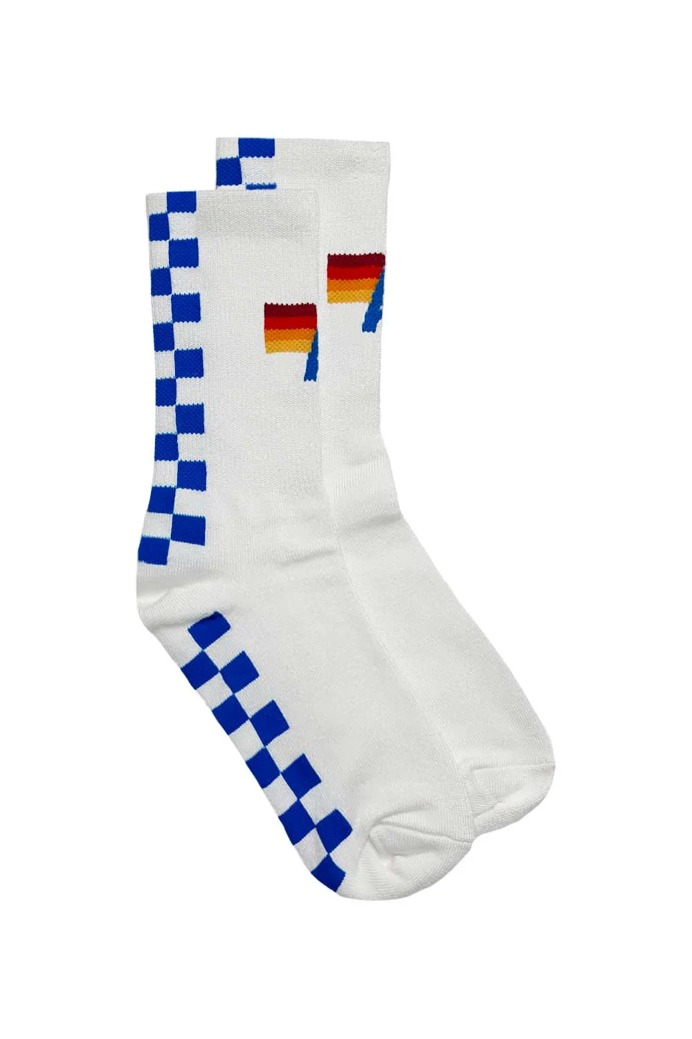 CHECKERED SOCK IN WHITE/OCEAN