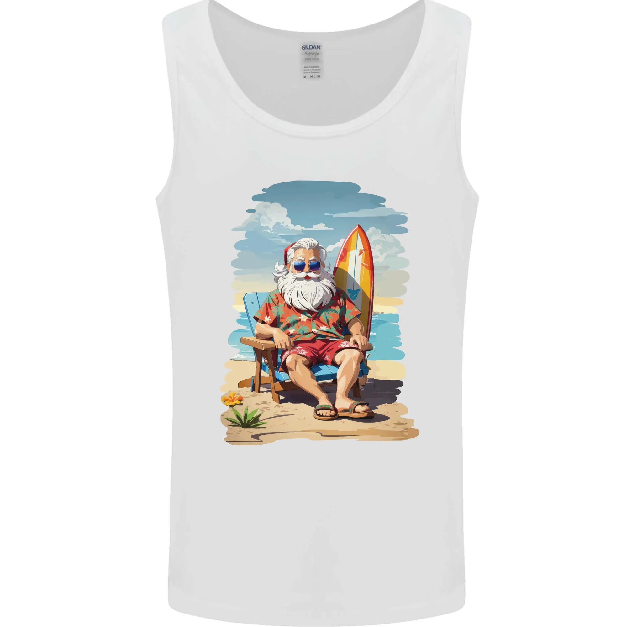 Christmas Santa With Surfboard Xmas Surfing Mens Vest Tank Top