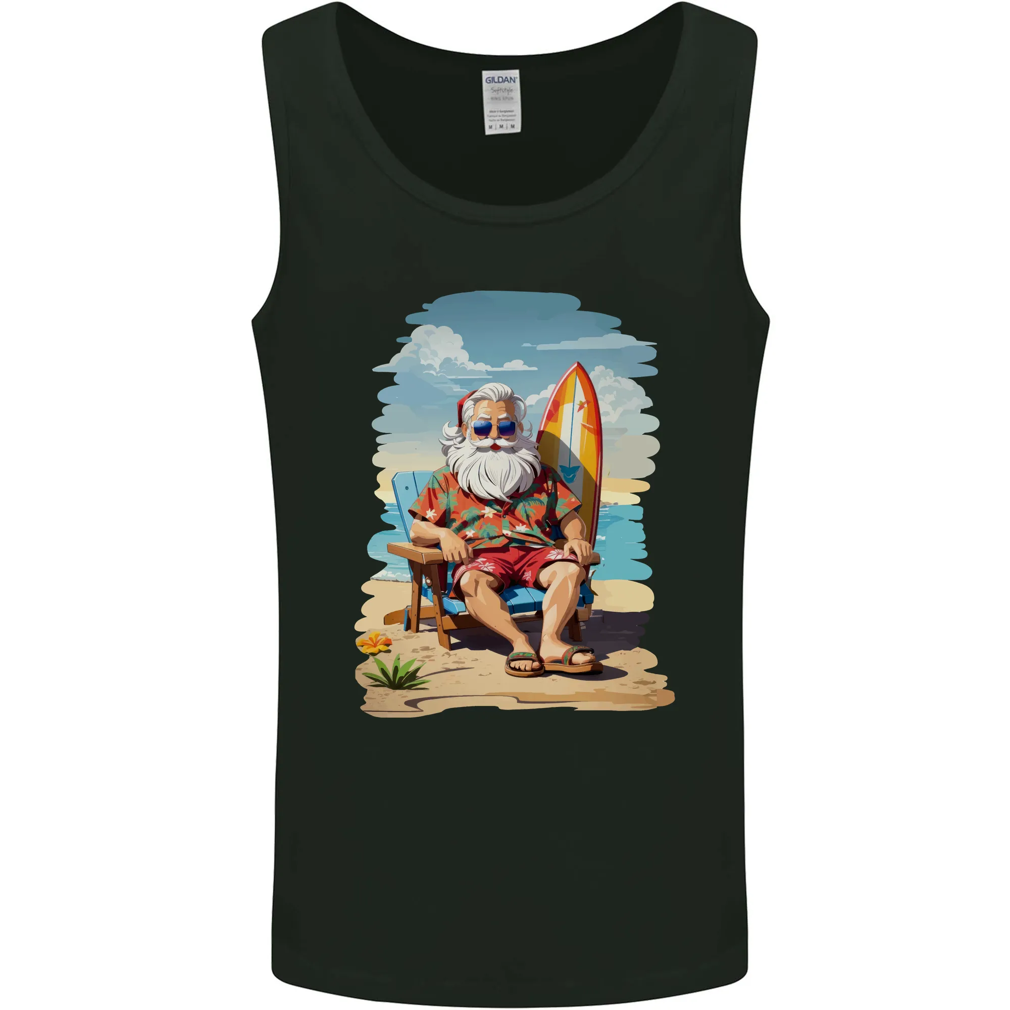 Christmas Santa With Surfboard Xmas Surfing Mens Vest Tank Top