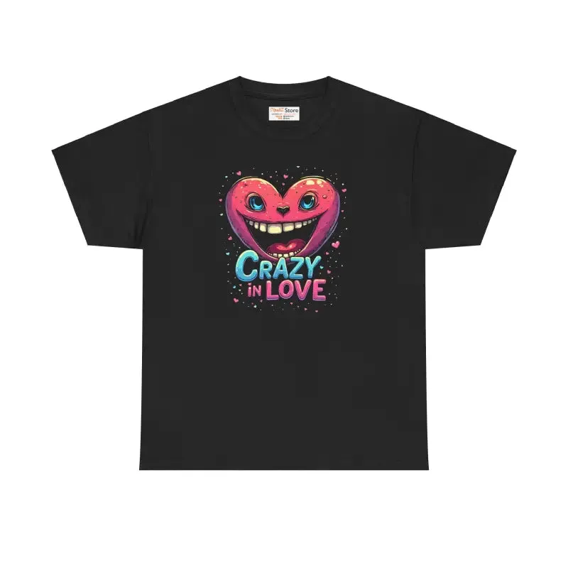 Crazy in Love Unisex Heavy Cotton Tee with Pink Heart