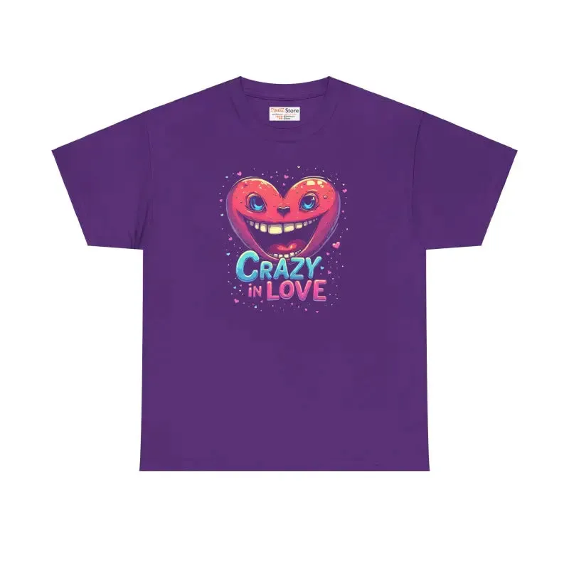 Crazy in Love Unisex Heavy Cotton Tee with Pink Heart