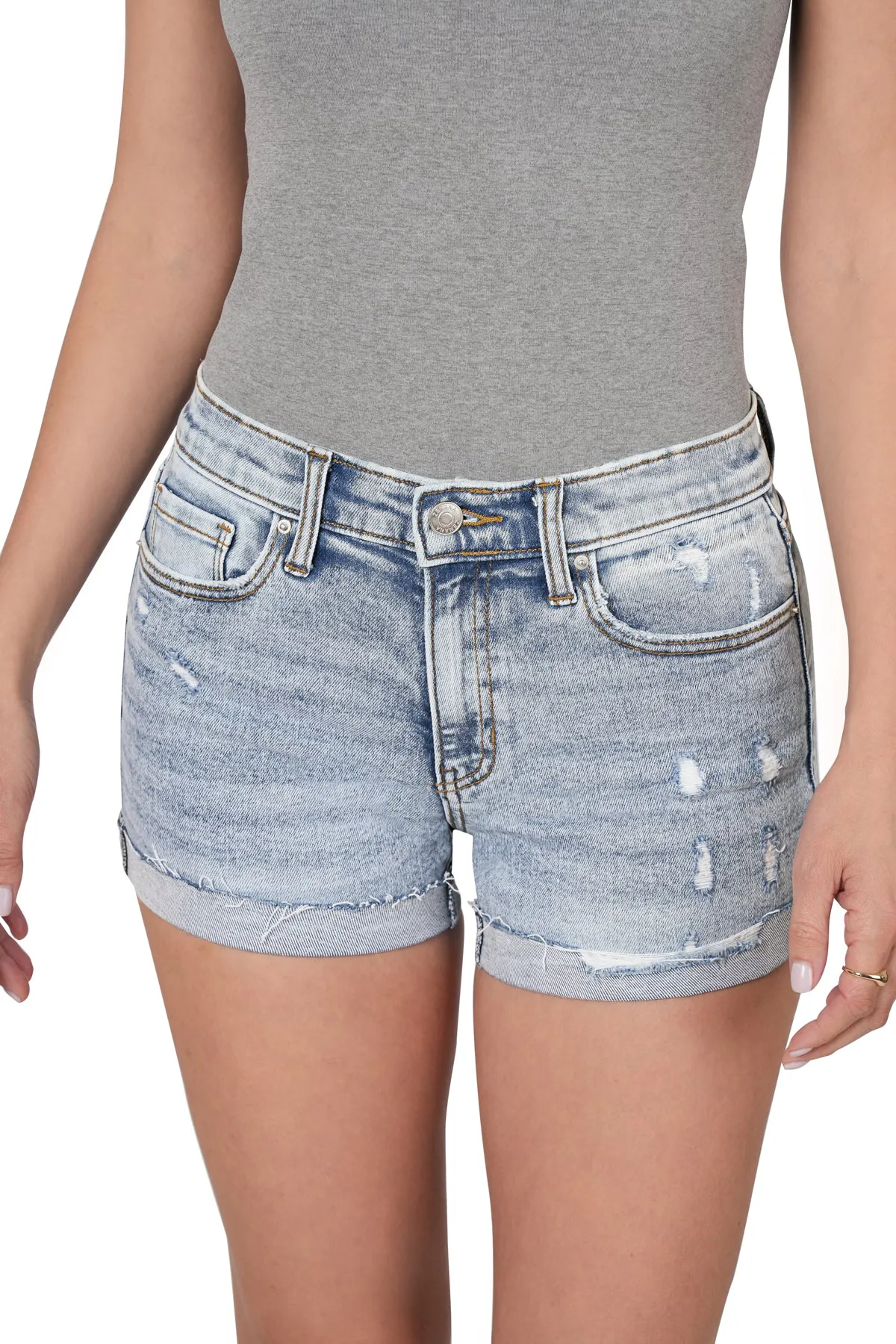 Cuffed Raw Hem Shorts