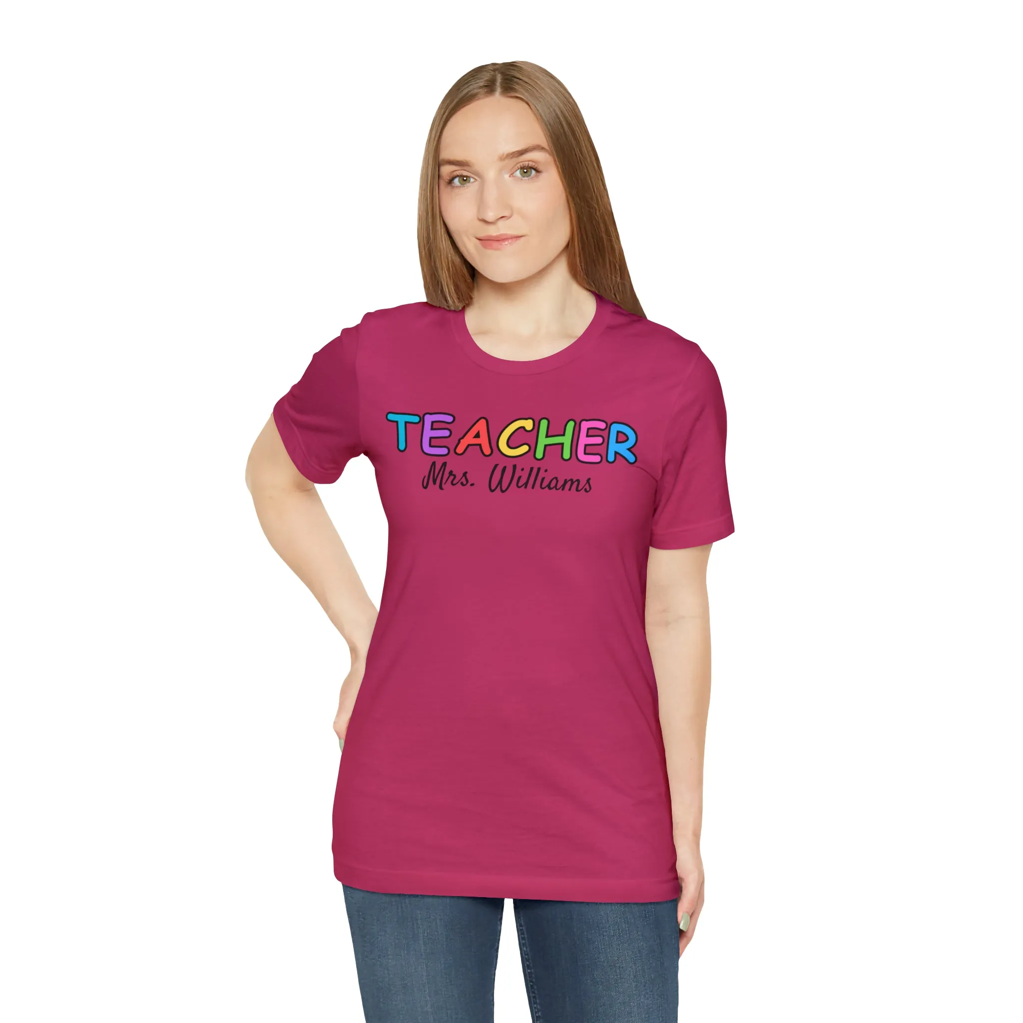 CUSTOM Teacher Personalized T-Shirt | Teacher's Name Tee |  Bella Canvas 3001 Unisex | First Day of School Short Sleeve Tshirt