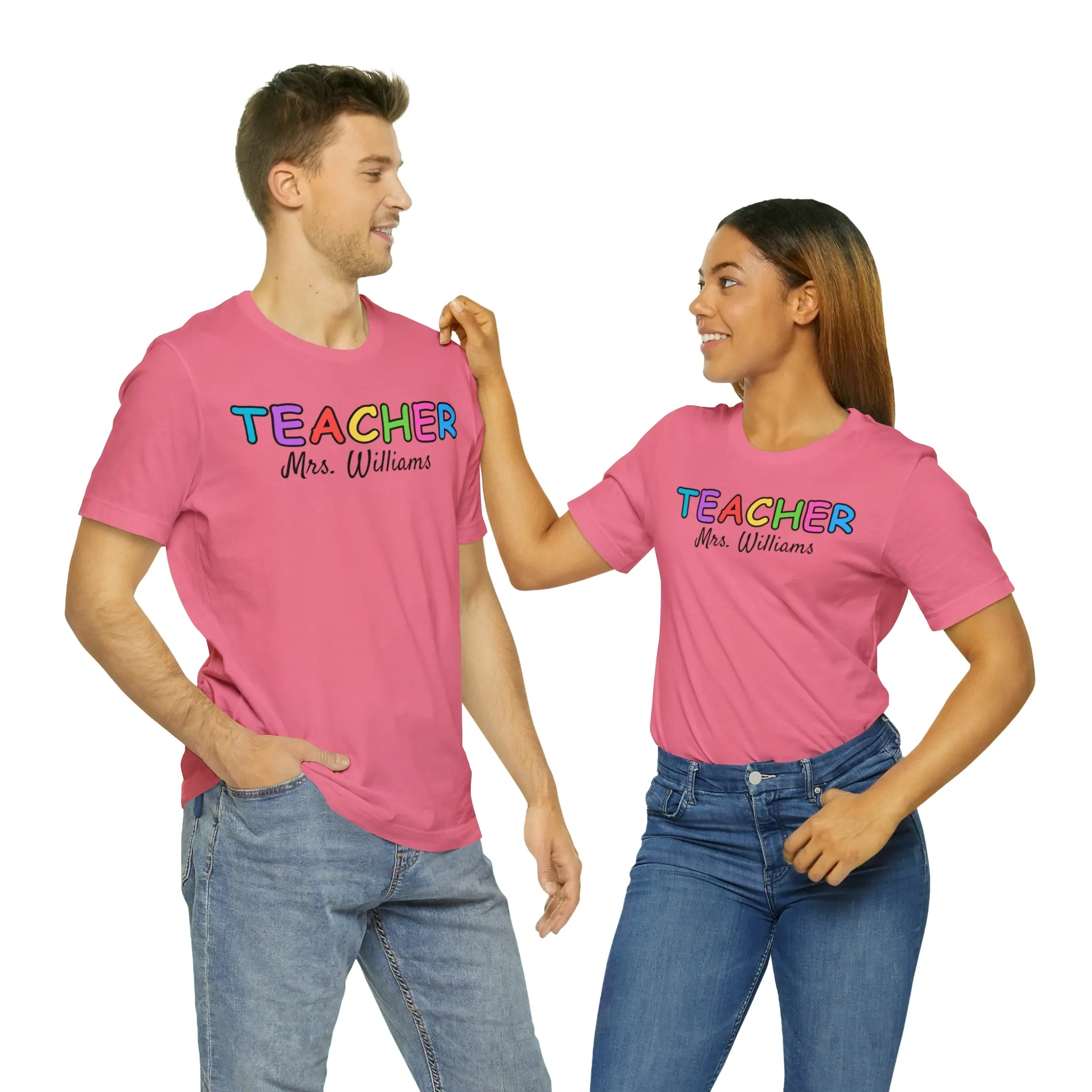 CUSTOM Teacher Personalized T-Shirt | Teacher's Name Tee |  Bella Canvas 3001 Unisex | First Day of School Short Sleeve Tshirt