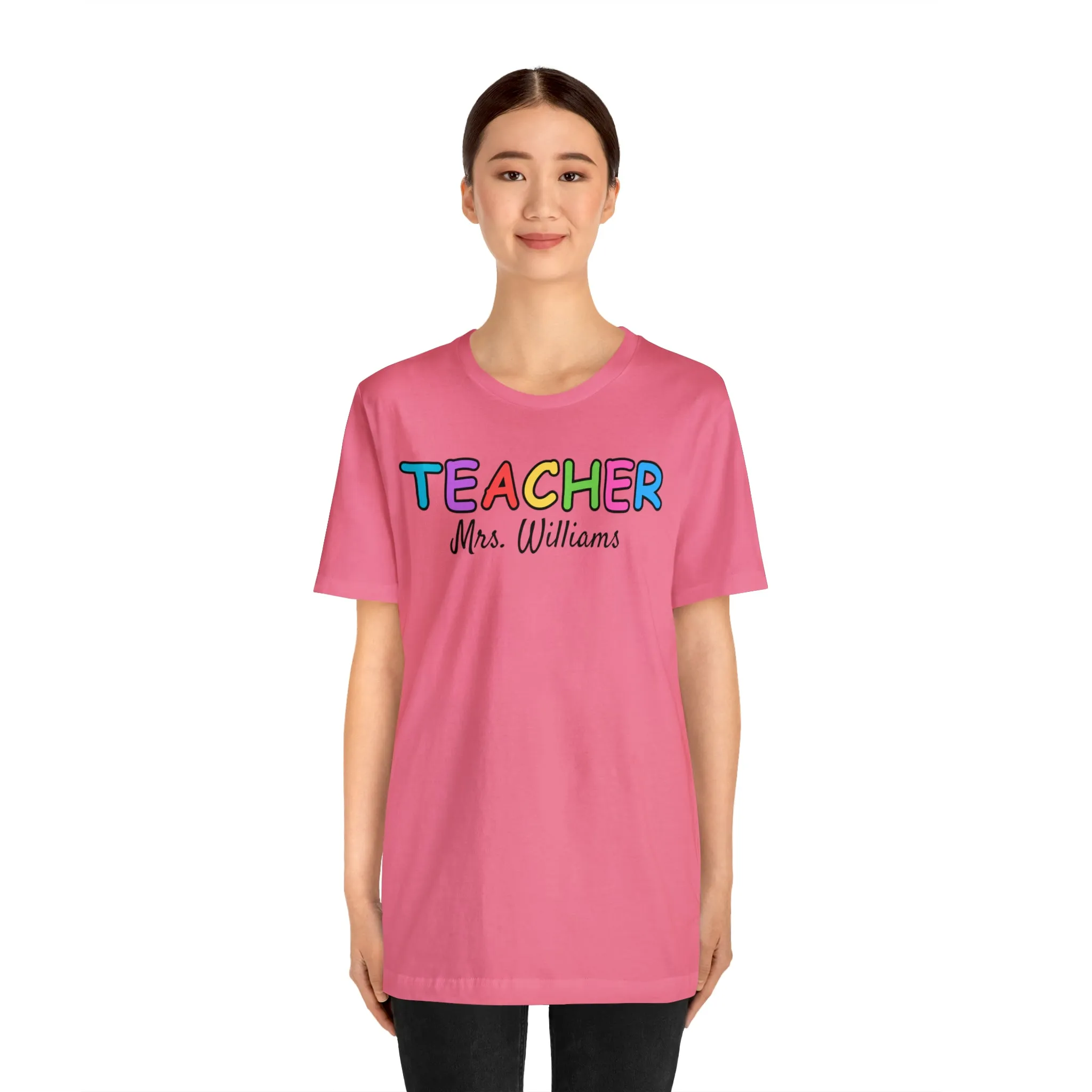 CUSTOM Teacher Personalized T-Shirt | Teacher's Name Tee |  Bella Canvas 3001 Unisex | First Day of School Short Sleeve Tshirt