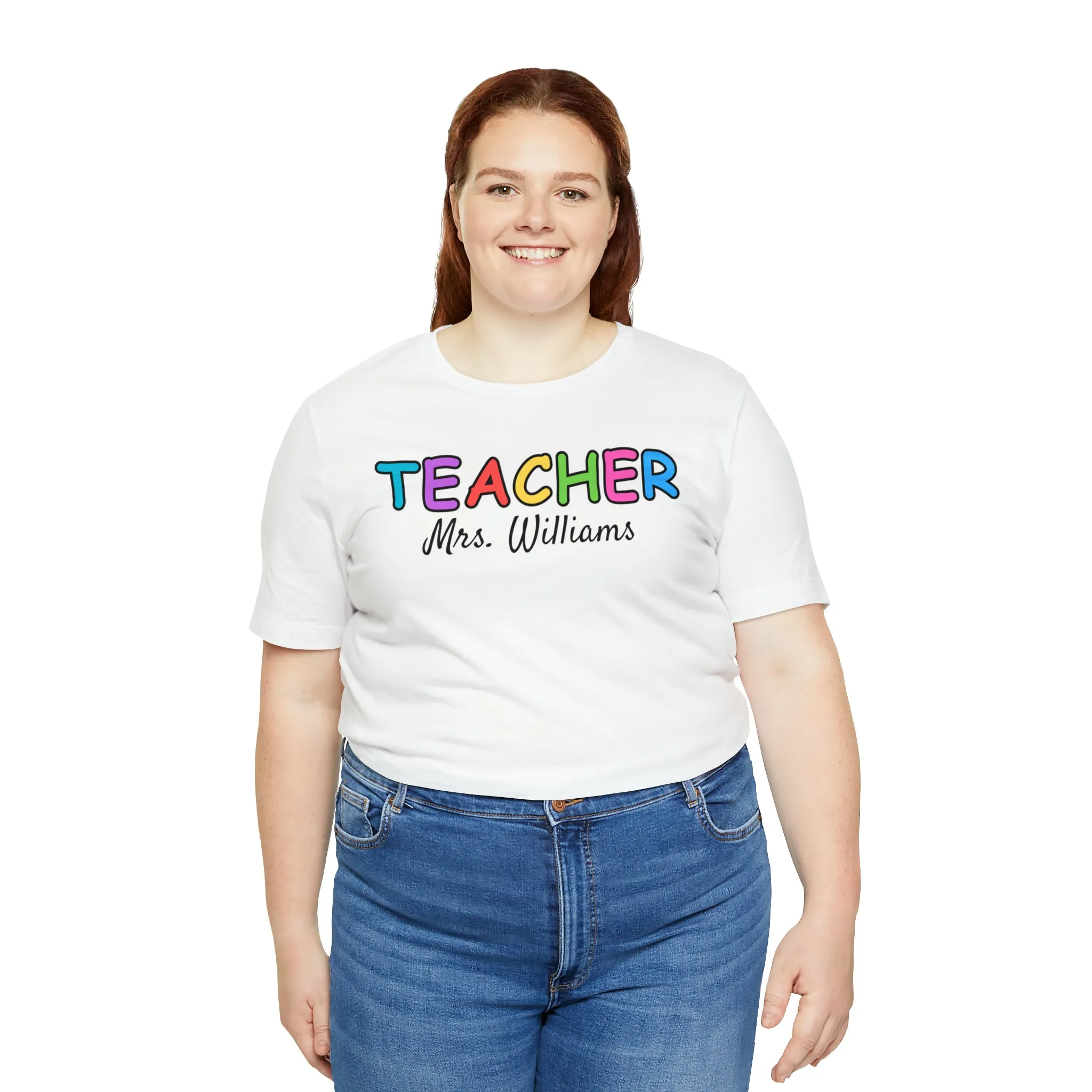 CUSTOM Teacher Personalized T-Shirt | Teacher's Name Tee |  Bella Canvas 3001 Unisex | First Day of School Short Sleeve Tshirt