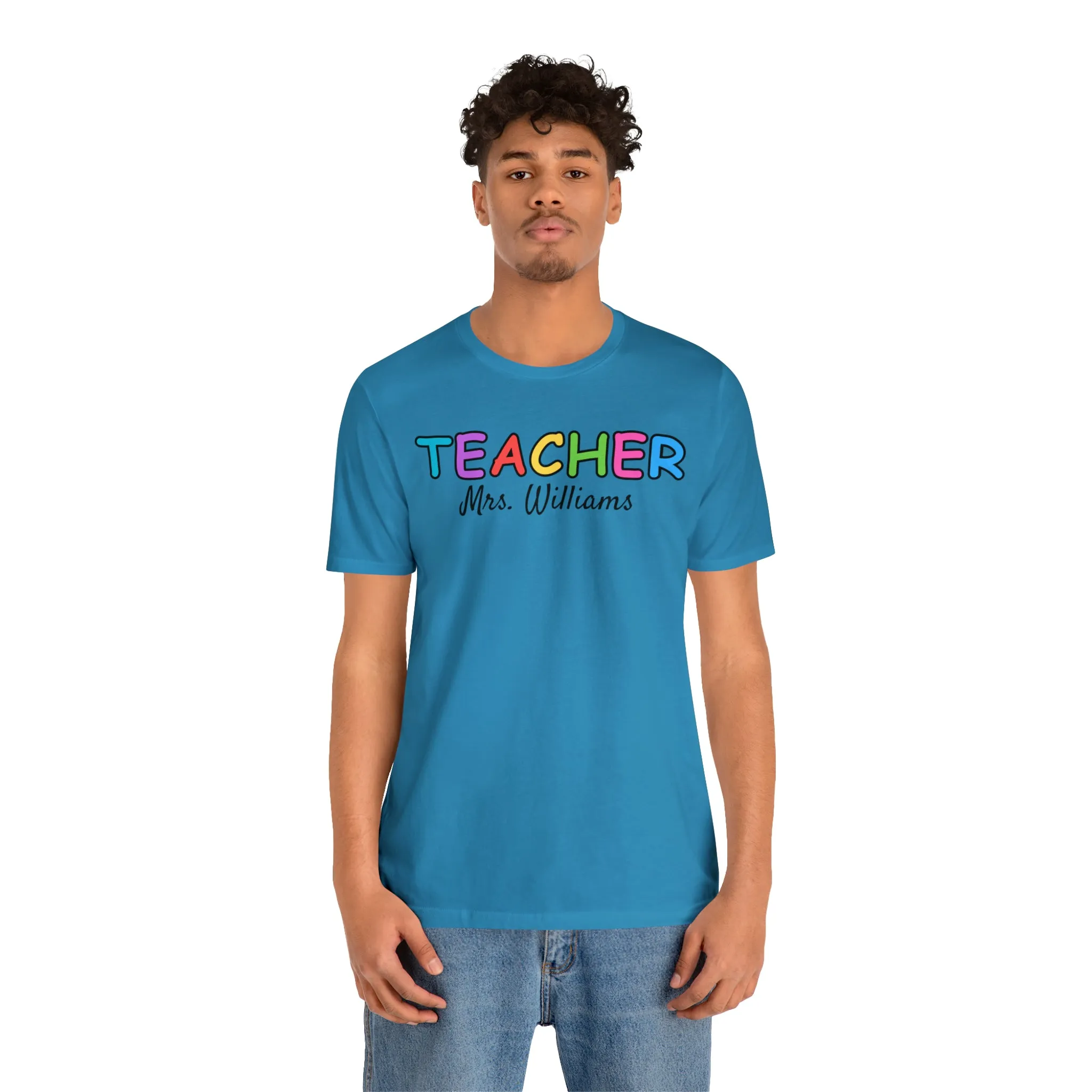 CUSTOM Teacher Personalized T-Shirt | Teacher's Name Tee |  Bella Canvas 3001 Unisex | First Day of School Short Sleeve Tshirt
