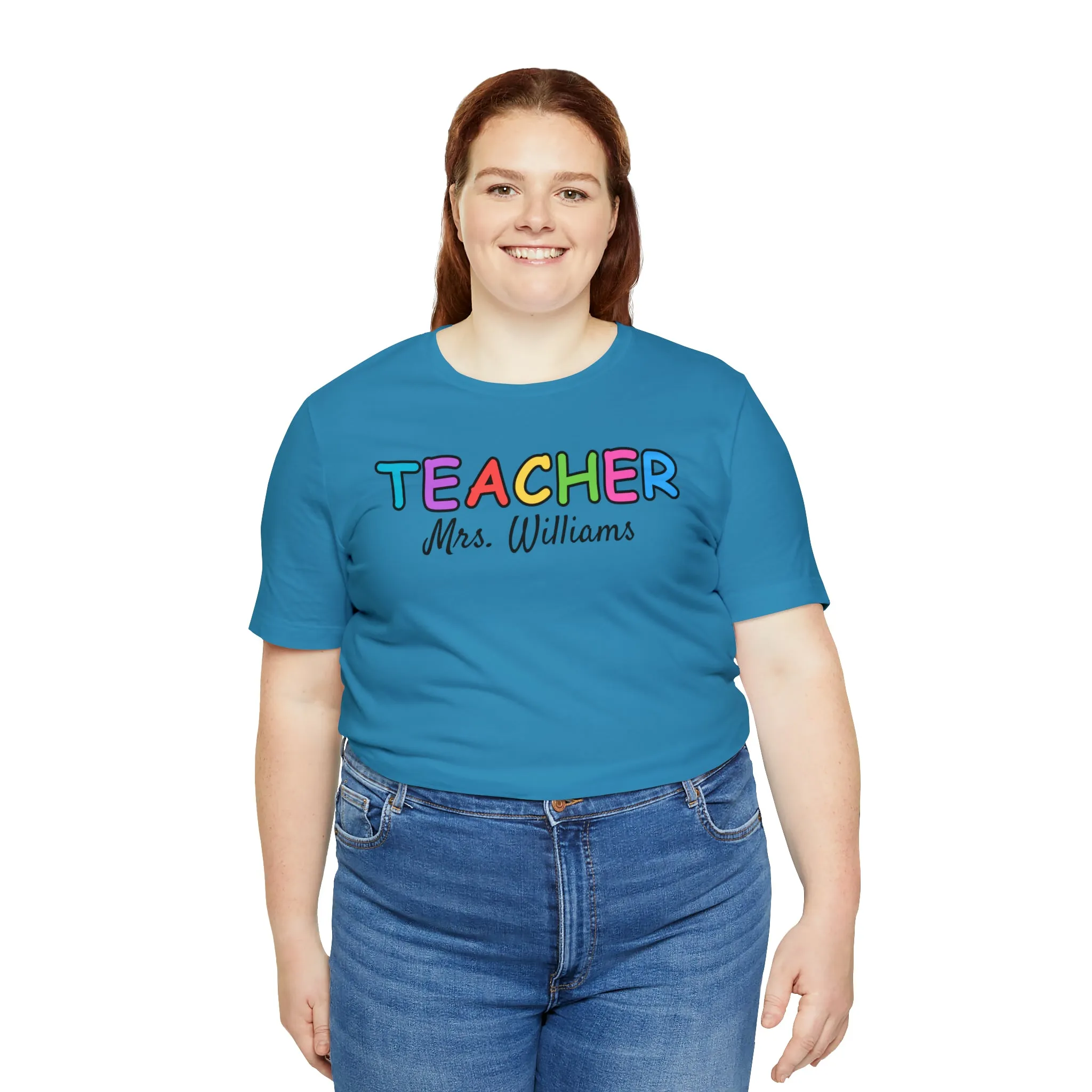 CUSTOM Teacher Personalized T-Shirt | Teacher's Name Tee |  Bella Canvas 3001 Unisex | First Day of School Short Sleeve Tshirt