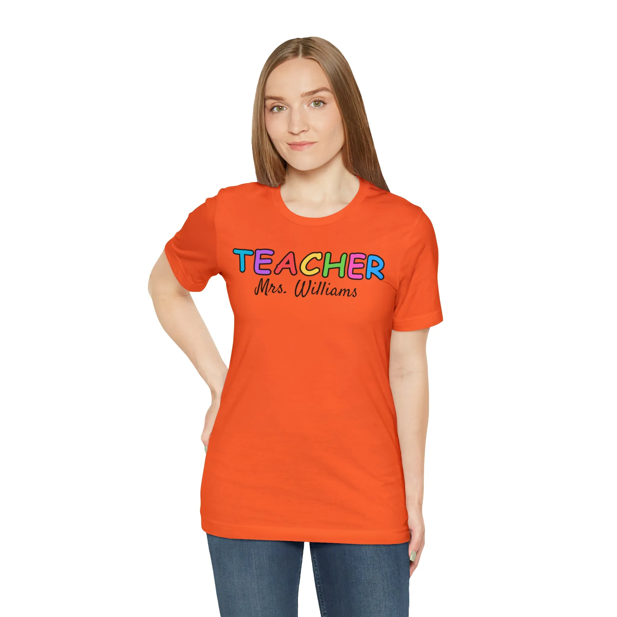 CUSTOM Teacher Personalized T-Shirt | Teacher's Name Tee |  Bella Canvas 3001 Unisex | First Day of School Short Sleeve Tshirt