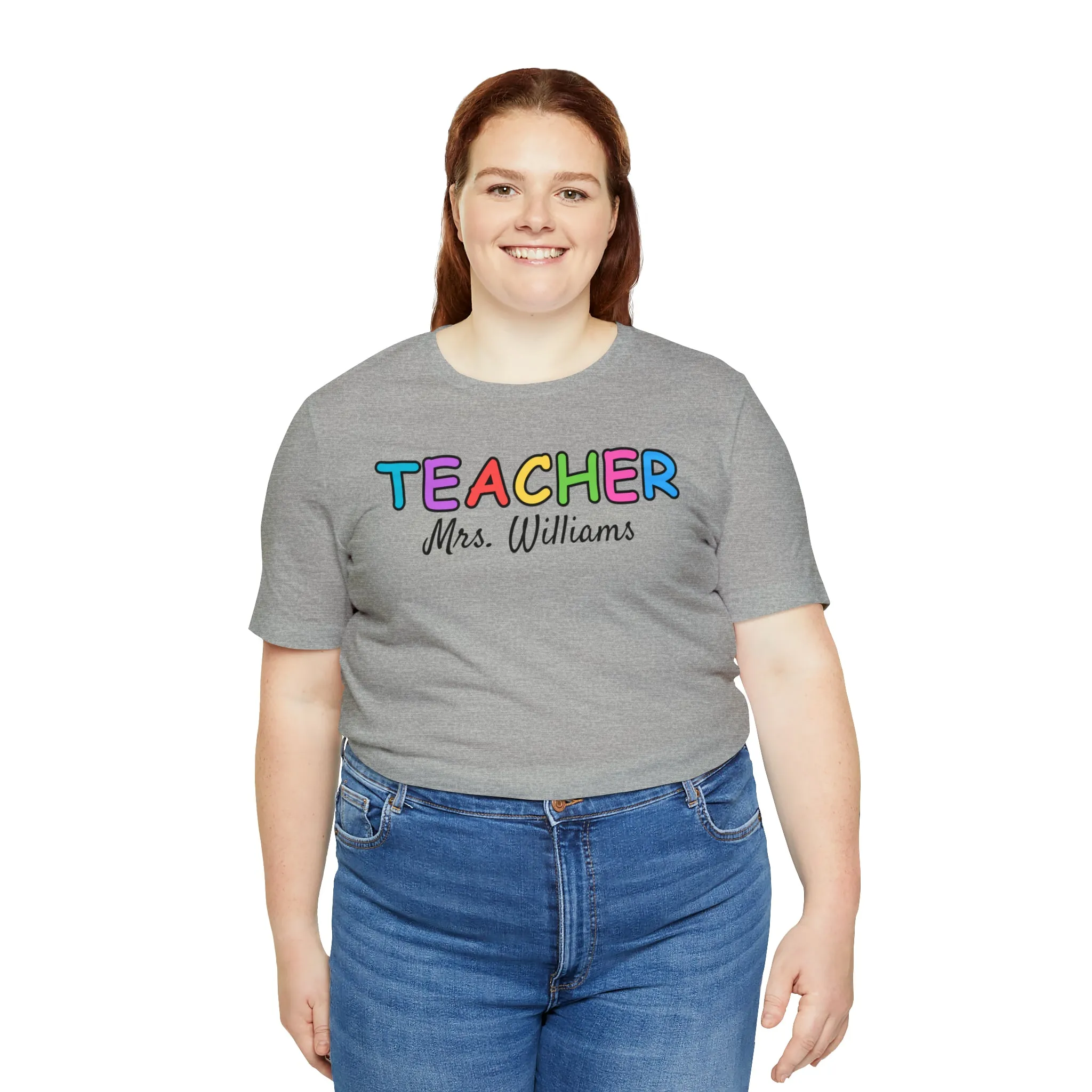 CUSTOM Teacher Personalized T-Shirt | Teacher's Name Tee |  Bella Canvas 3001 Unisex | First Day of School Short Sleeve Tshirt
