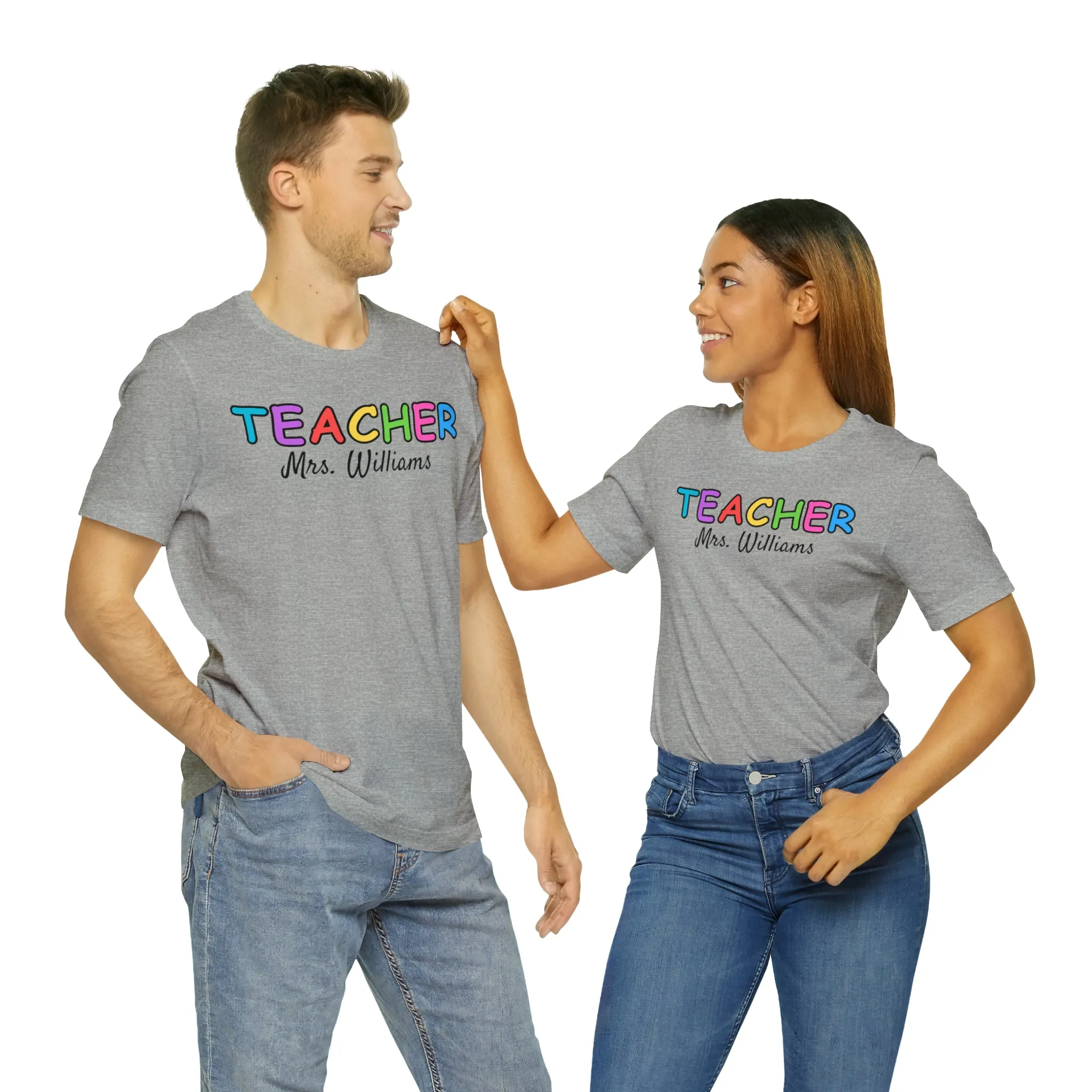 CUSTOM Teacher Personalized T-Shirt | Teacher's Name Tee |  Bella Canvas 3001 Unisex | First Day of School Short Sleeve Tshirt