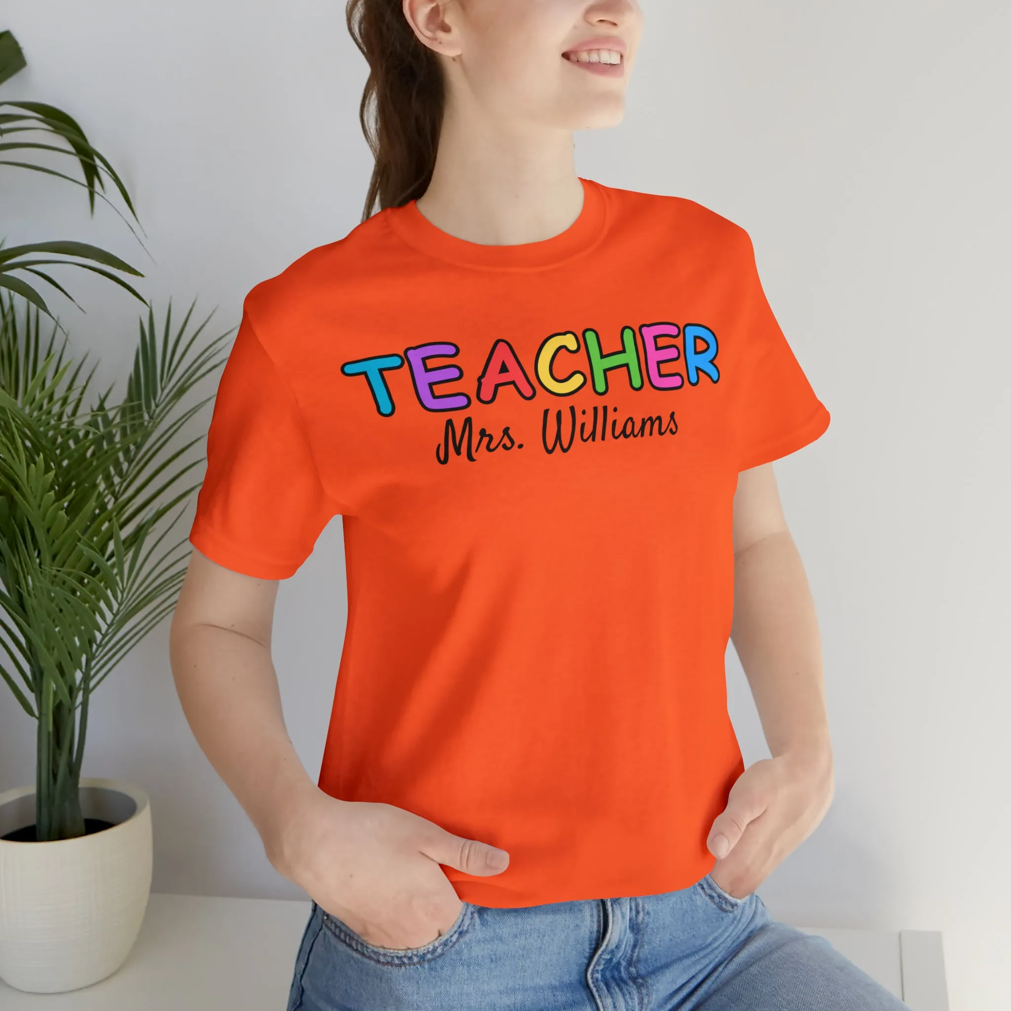 CUSTOM Teacher Personalized T-Shirt | Teacher's Name Tee |  Bella Canvas 3001 Unisex | First Day of School Short Sleeve Tshirt